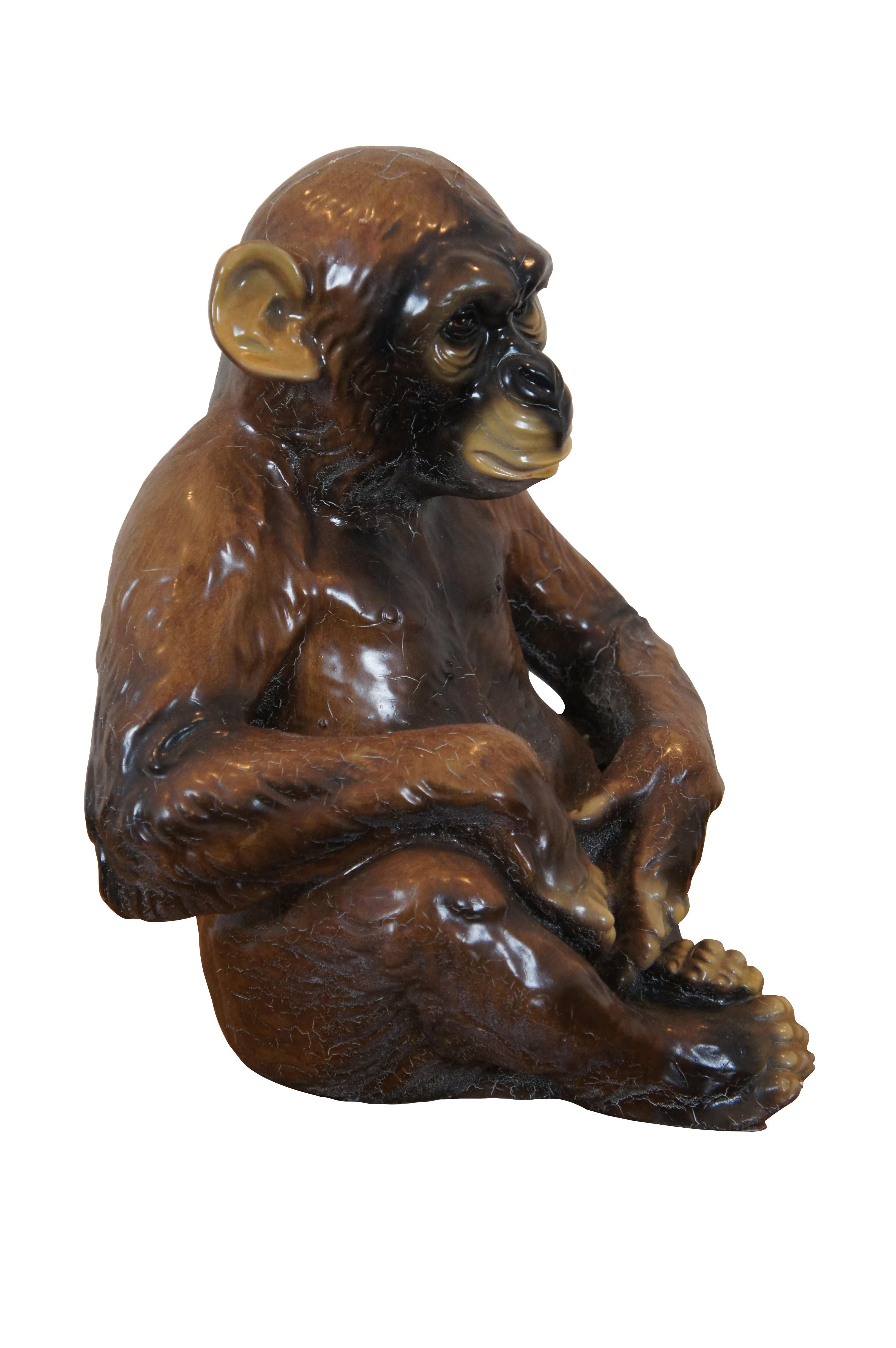 Seltene Marwal Ind Inc. sitzende Chalkware-Affen-Chimp-Ape-Skulptur Statue, 13