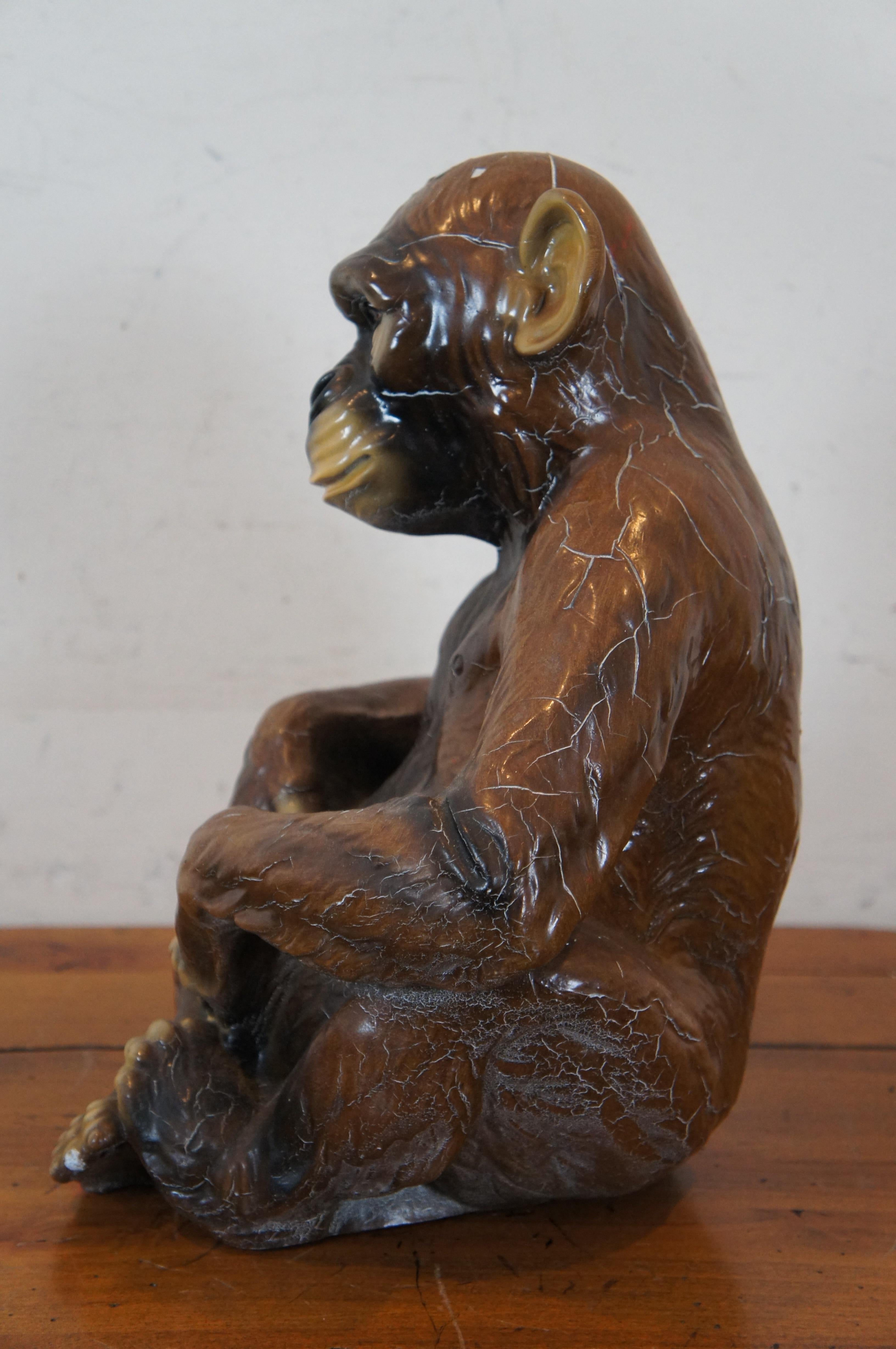 Plaster Rare Marwal Ind Inc Seated Chalkware Monkey Chimp Ape Sculpture Statue 13
