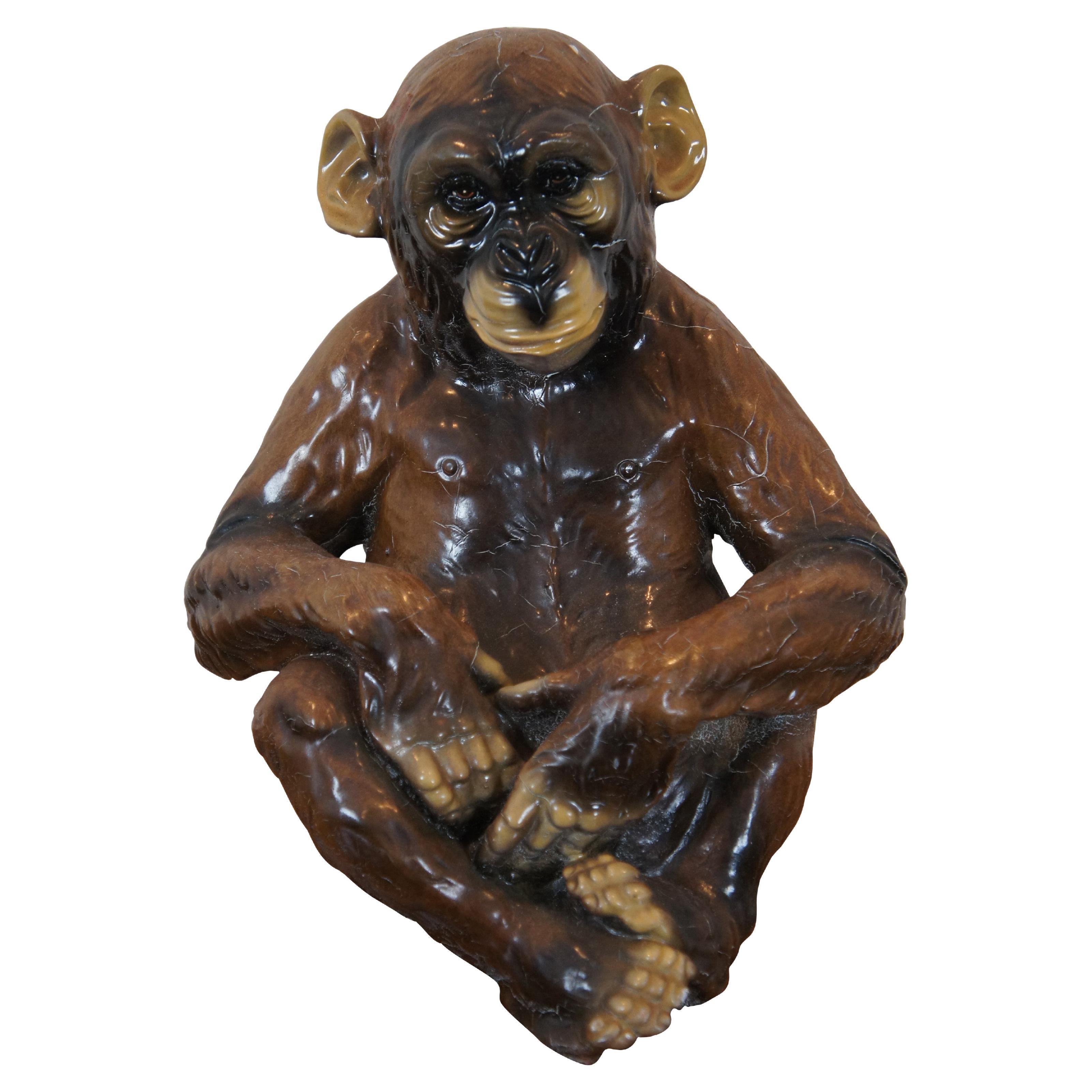 Seltene Marwal Ind Inc. sitzende Chalkware-Affen-Chimp-Ape-Skulptur Statue, 13"