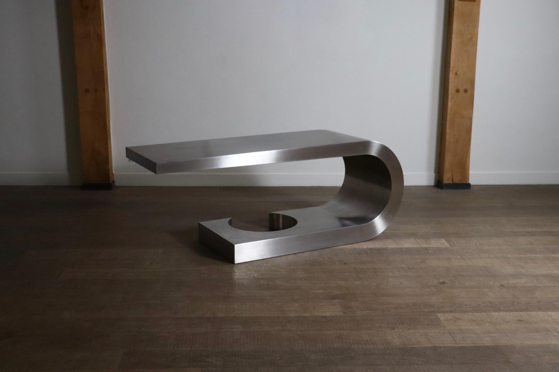 Seltener Marzio Cecchi Stahl-Diapason-Schreibtisch für Studio Most Firenze, 1970er Jahre (Edelstahl) im Angebot