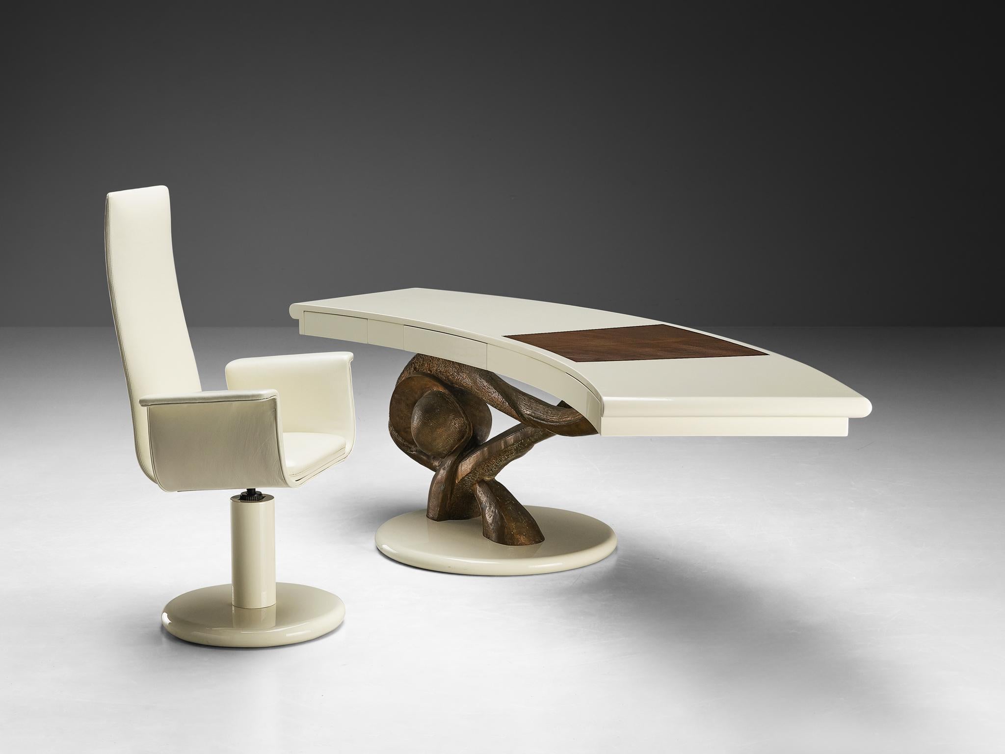 Rare Marzio Cecchi Writing Desk with Sculpted Bronze Base For Sale 6