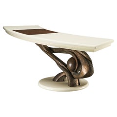 Seltener Marzio Cecchi-Schreibtisch mit geformtem Bronzesockel