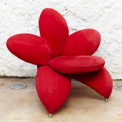 Rare Masanori Umeda Getsuen Lily Red Easy Chair by Edra, circa 1990