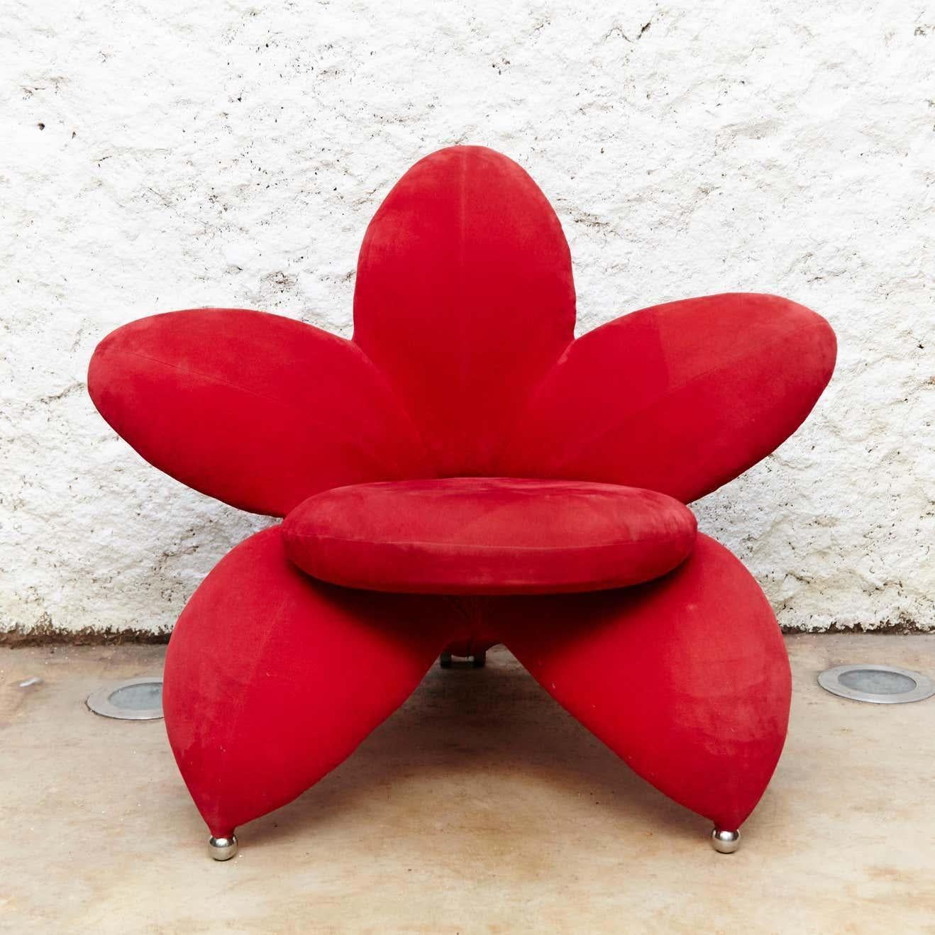 Mid-Century Modern Rare Masanori Umeda Getsuen Lily Red Easy Chair by Edra, circa 1990