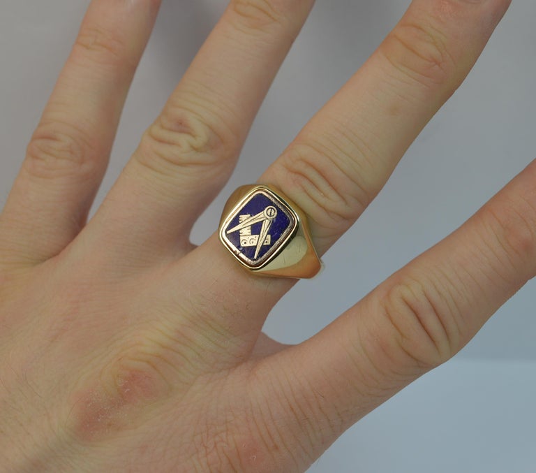 Rare Masonic 9 Carat Gold and Enamel Design Men’s Ring at 1stDibs masonic swivel ring