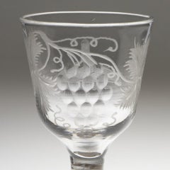 Rare Masonic Engraved Opaque Twist Stem Georgian Wine Glass c1760