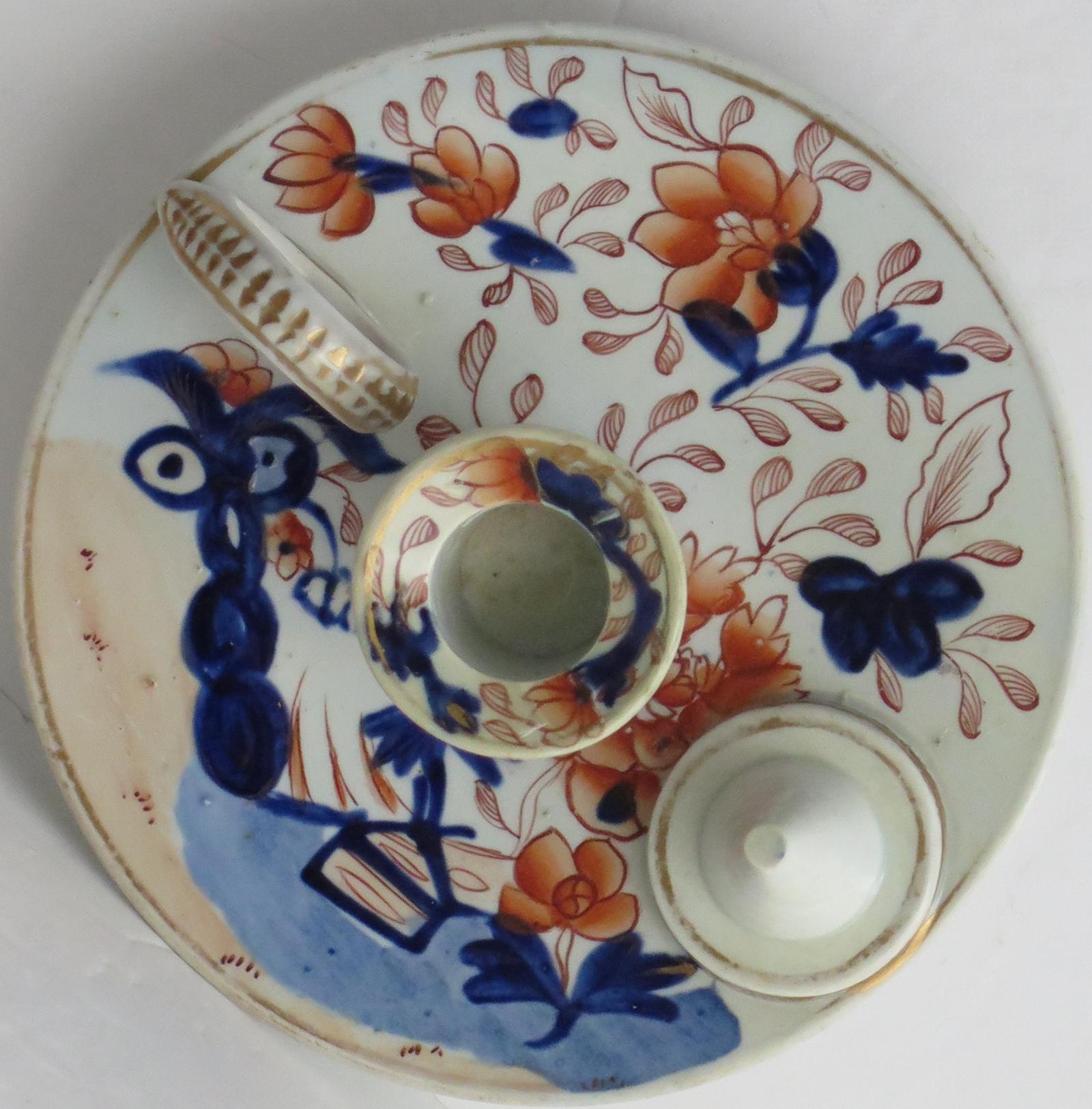 Cineserie Raro bastone per candele da camera in pietra ferrosa di Mason's Ironstone con motivo Fence Japan, circa 1818 in vendita