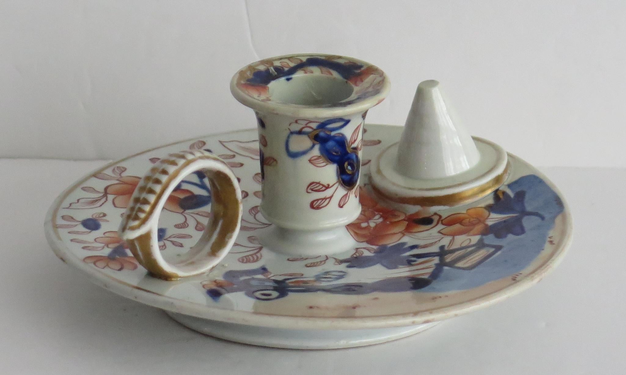 Raro bastone per candele da camera in pietra ferrosa di Mason's Ironstone con motivo Fence Japan, circa 1818 In condizioni buone in vendita a Lincoln, Lincolnshire