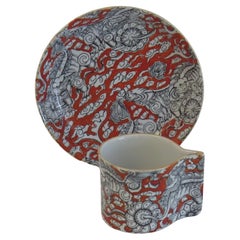 Rare Mason's Ironstone Coffee Can and Saucer in Bandana Pattern, circa 1890