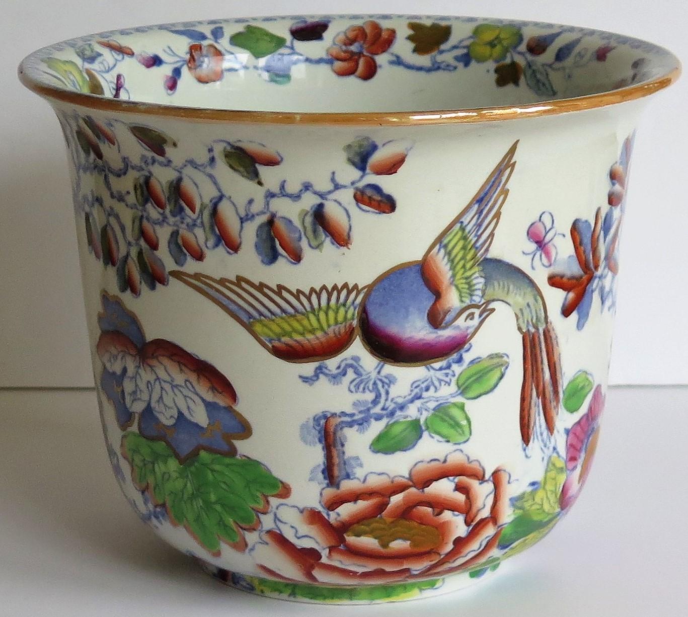 This is ironstone Jardinière or planter in the Flying Bird pattern, made by Mason's Ironstone of Lane Delph, Staffordshire, England, during the 19th century, circa 1900.

Mason's ironstone jardinières and planters tend to be rare items and hard to