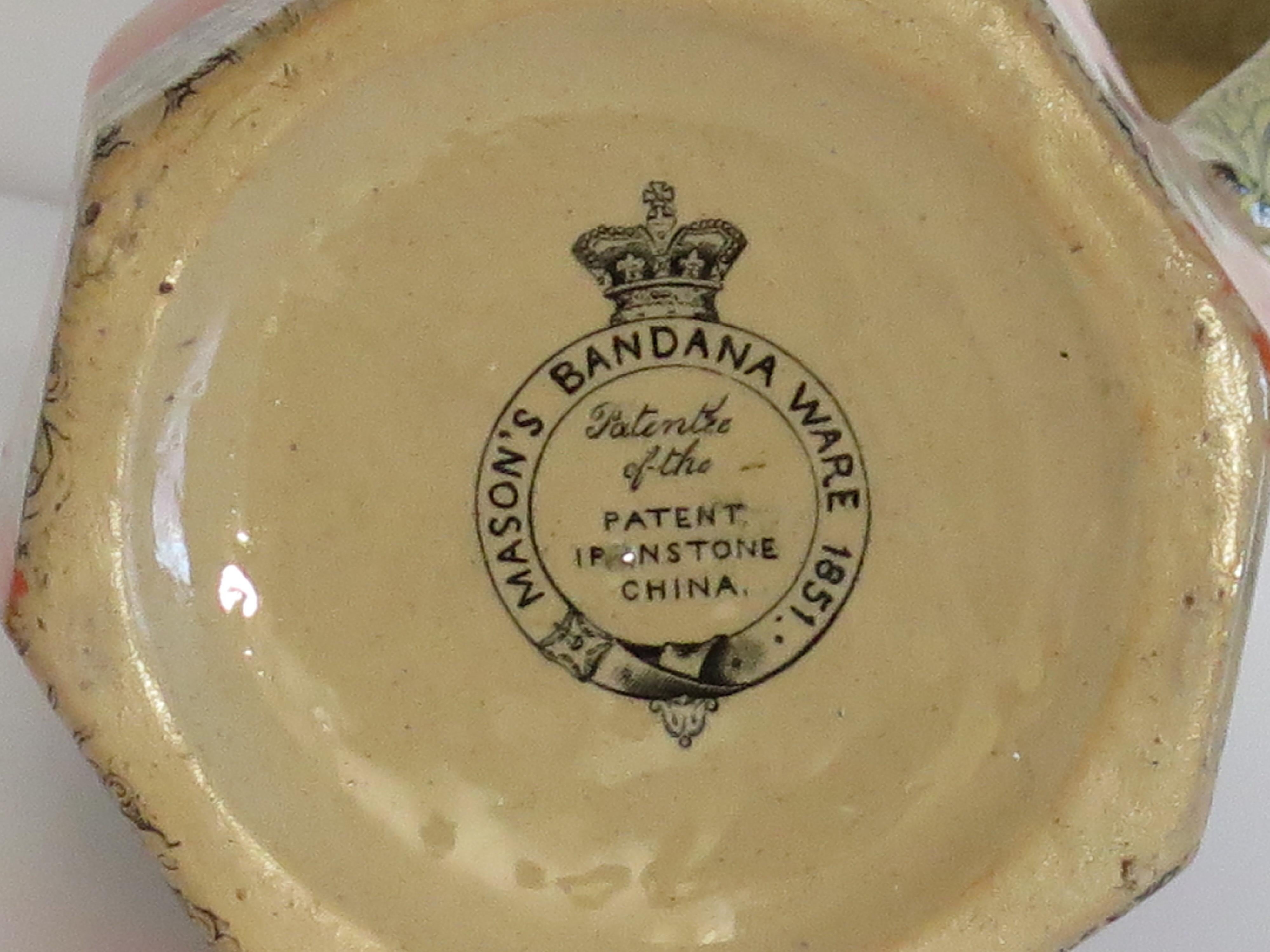 Pichet ou pichet Masons Ironstone (A) en Bandana Ptn, marque d'exposition 1851 en vente 10