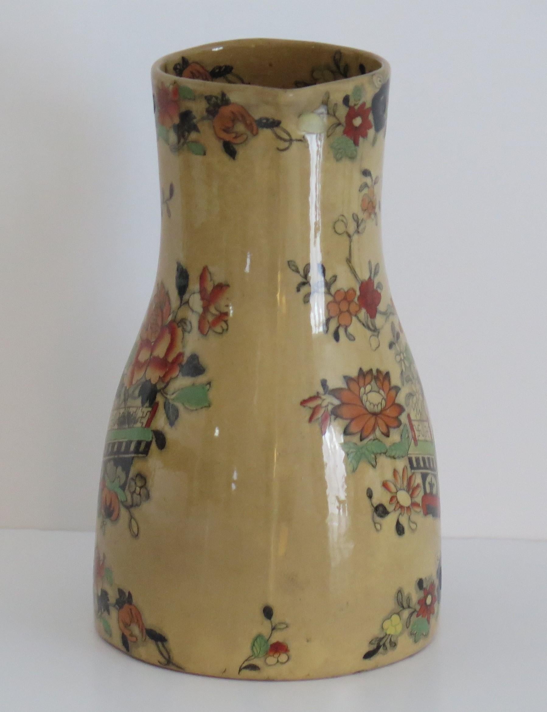 Rare Mason's Ironstone Large Jug or Pitcher in Flower Box Pattern, Circa 1840 In Good Condition In Lincoln, Lincolnshire
