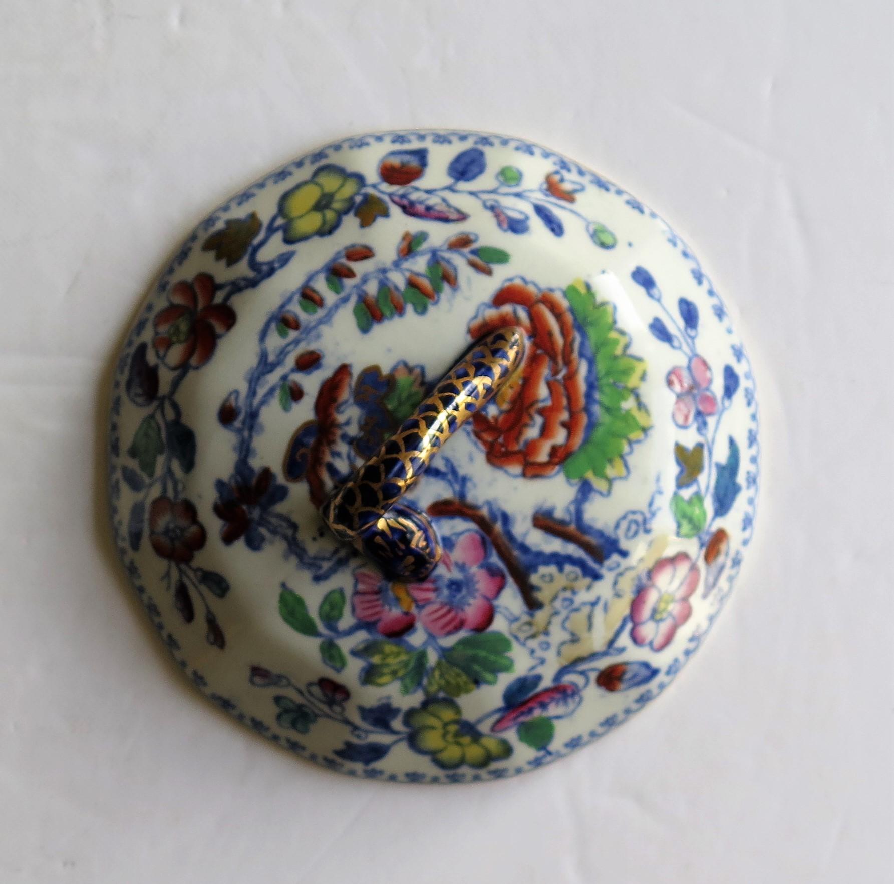 Plato o cuenco con tapa de Mason's Ironstone con dibujo de pájaro volador, hacia 1890 en venta 4