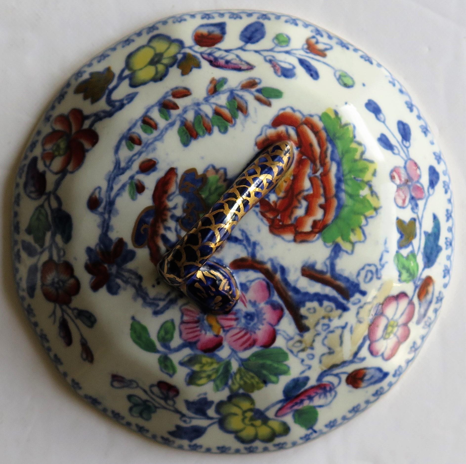 Plato o cuenco con tapa de Mason's Ironstone con dibujo de pájaro volador, hacia 1890 en venta 5