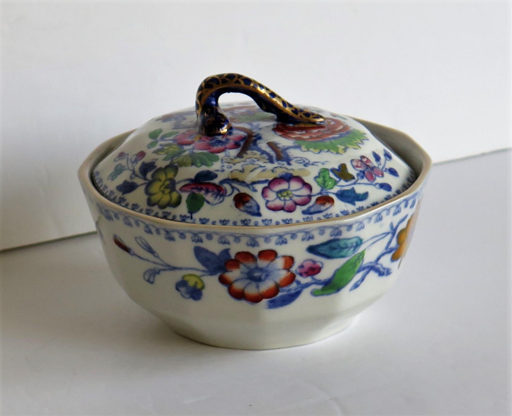 English Mason's Ironstone Lidded Dish or Bowl in Flying Bird Pattern, circa 1890 For Sale