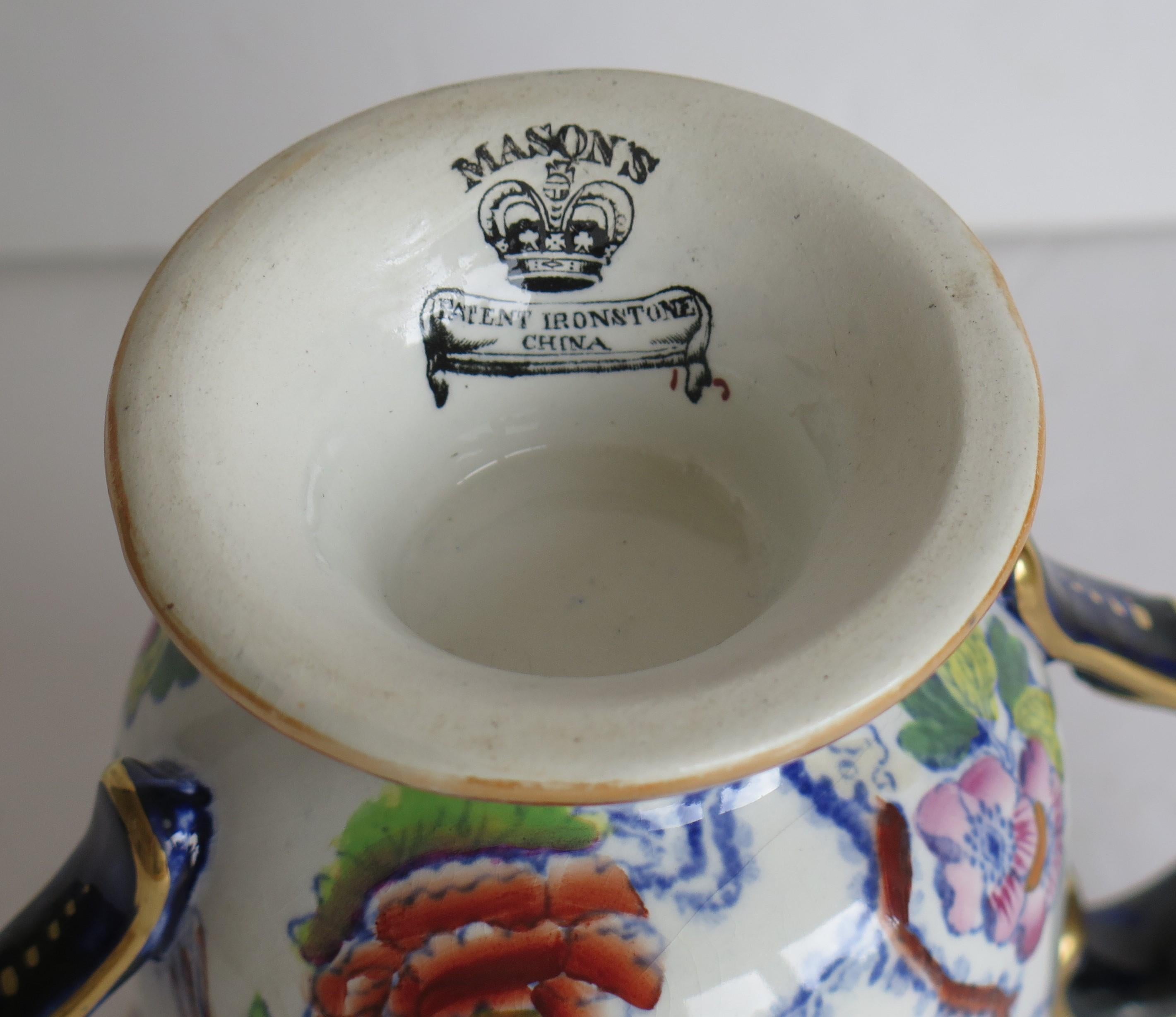 Rare Mason's Ironstone Loving Cup or Small Vase Flying Bird Pattern, Circa 1860 8