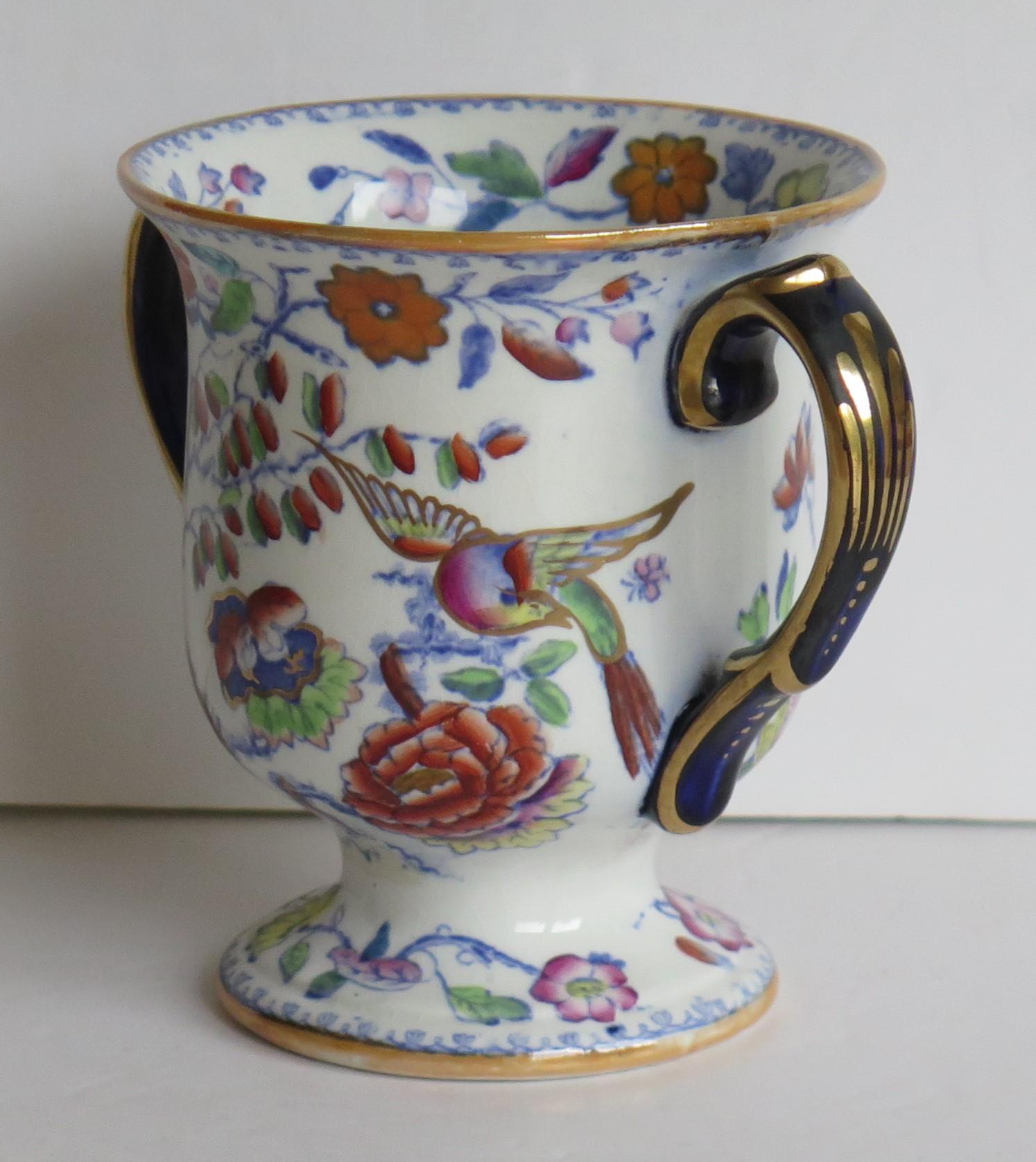 Rare Mason's Ironstone Loving Cup or Small Vase Flying Bird Pattern, Circa 1860 1