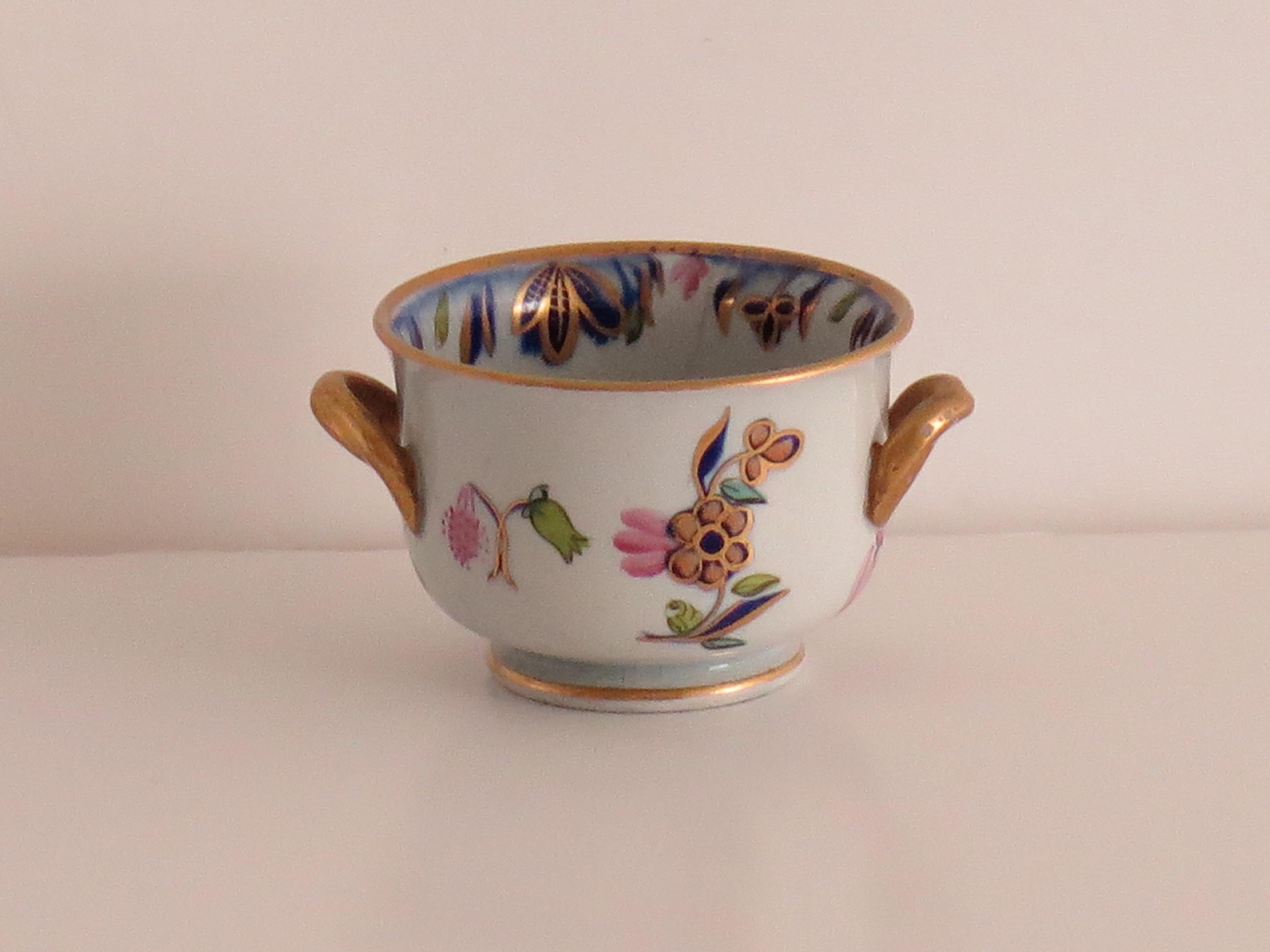 Raro cuenco en miniatura de Mason's Ironstone todo pintado a mano Patrón, circa 1820 siglo XIX en venta