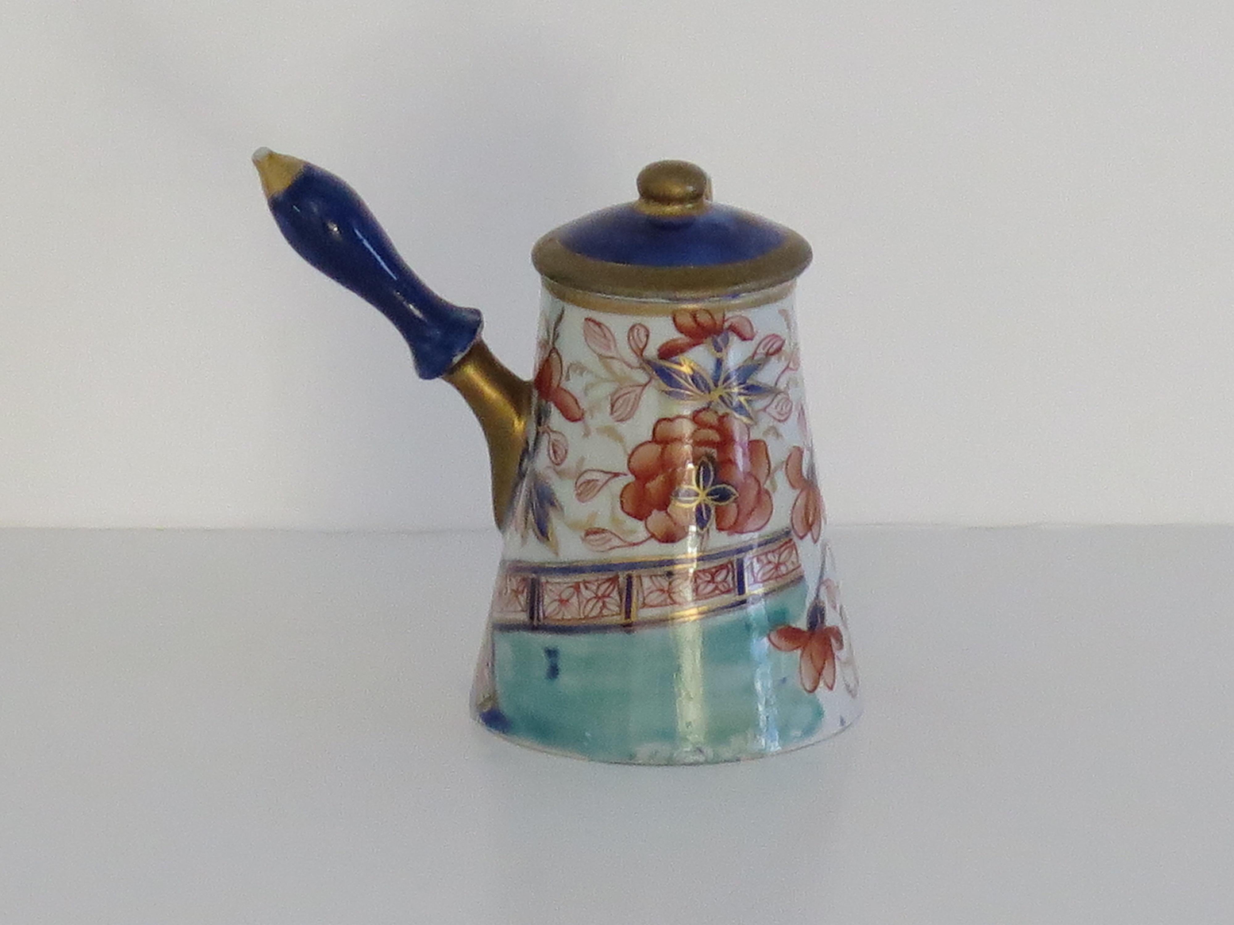Rare Mason's Ironstone Miniature Coffee Pot in Gold Rose Japan pattern, Ca 1820 For Sale 1