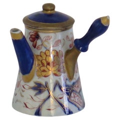 Antique Rare Mason's Ironstone Miniature Coffee Pot in Gold Rose Japan pattern, Ca 1820