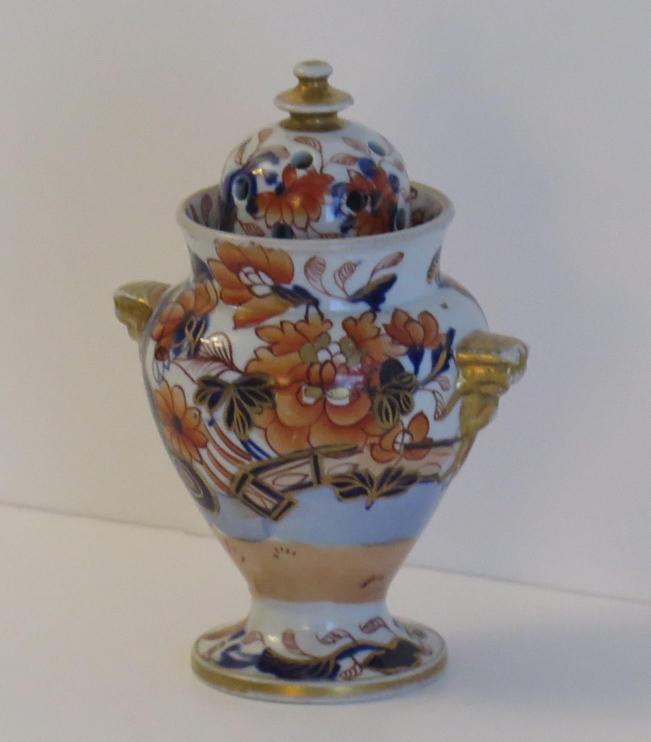 Seltene Mason's Ironstone Pot Pourri Vase Fence Japan, englisch georgisch um 1817 (Handbemalt)