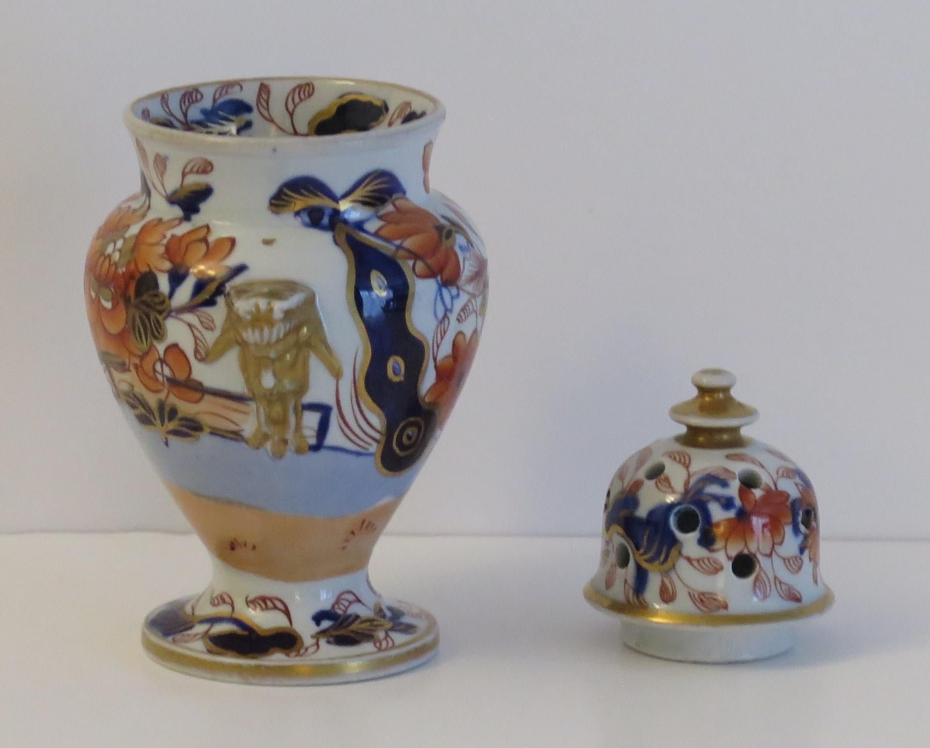 Rare Mason's Ironstone Pot Pourri Vase Fence Japan, English Georgian circa 1817 For Sale 1