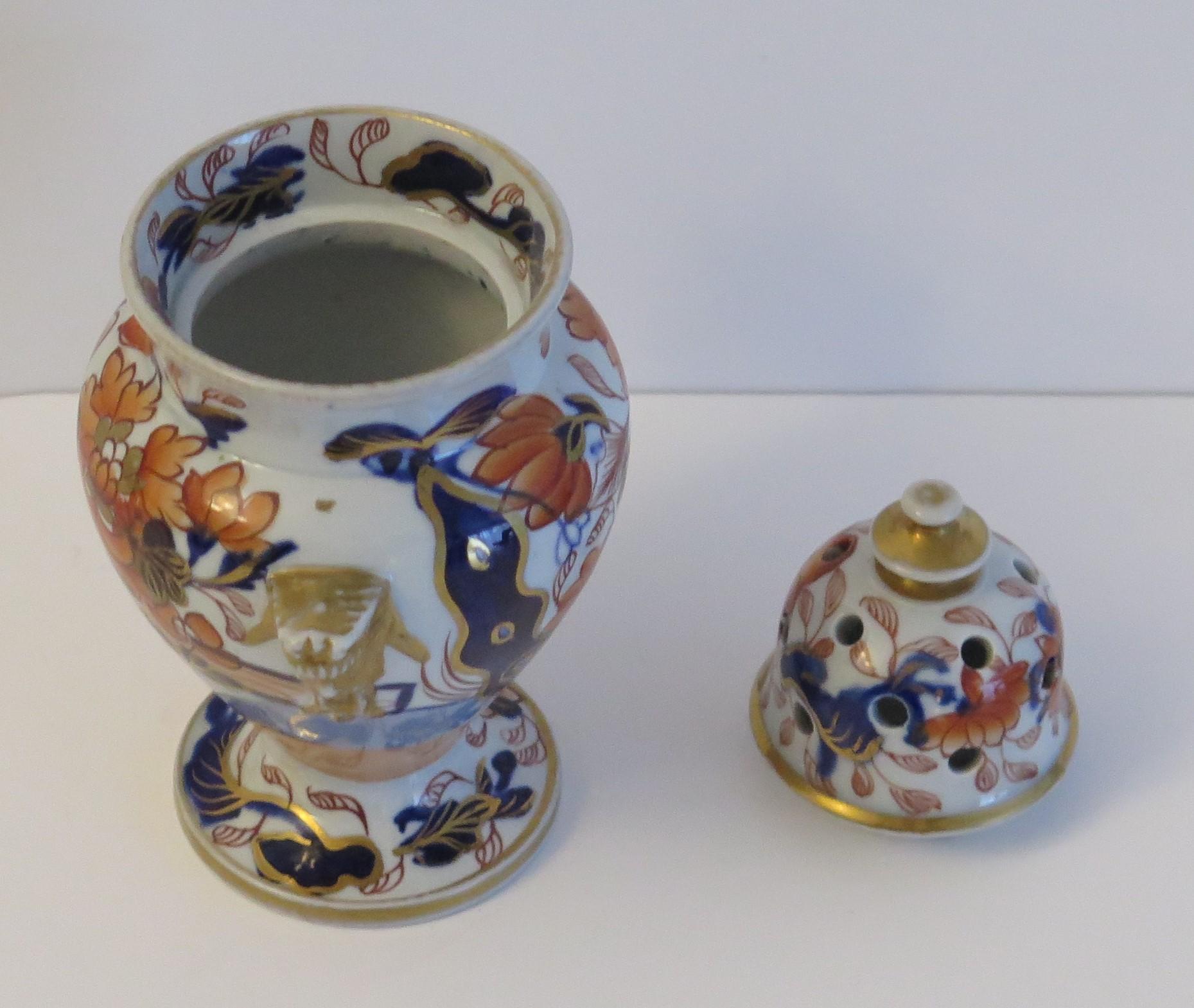 Seltene Mason's Ironstone Pot Pourri Vase Fence Japan, englisch georgisch um 1817 (Töpferwaren)