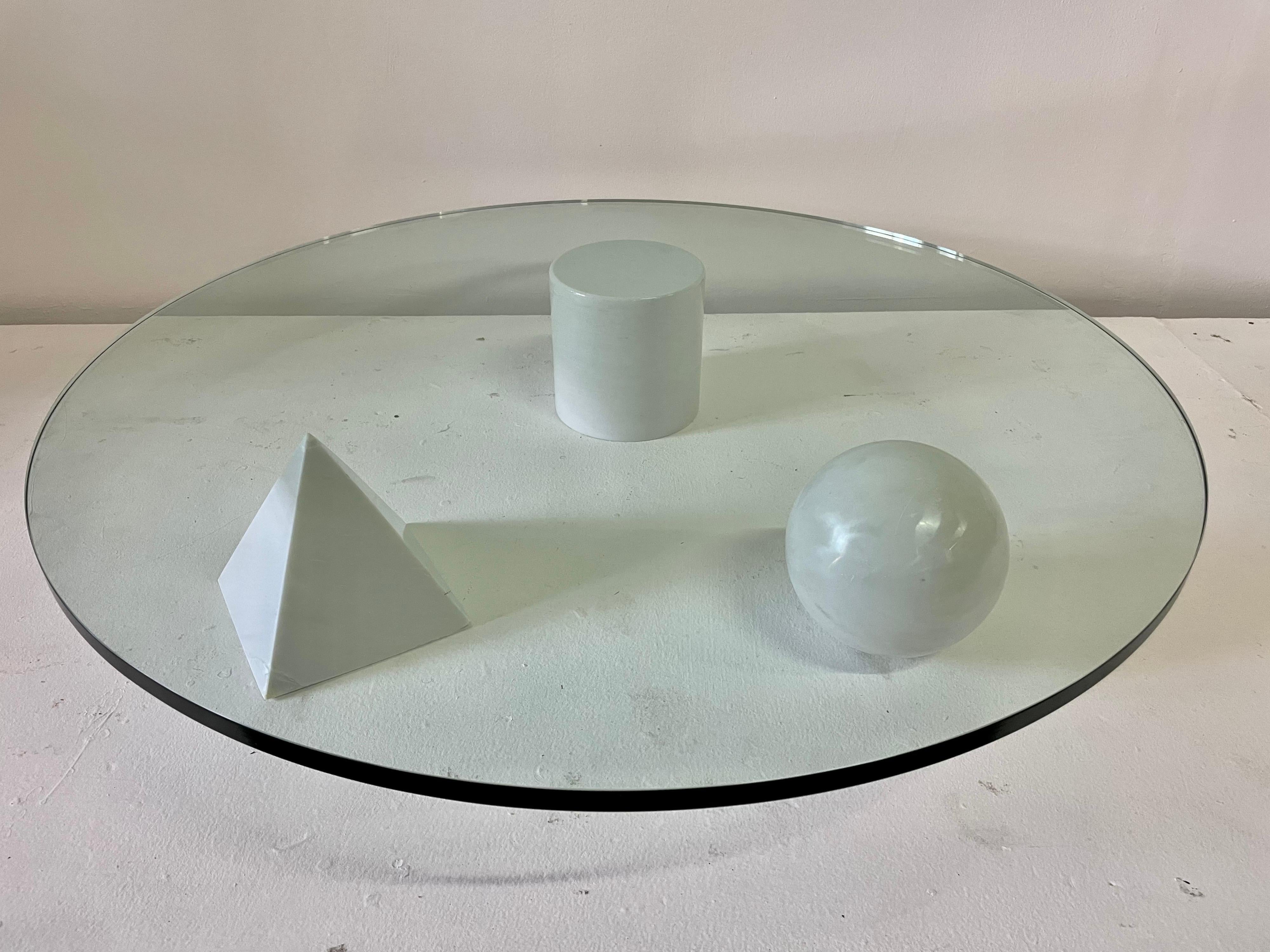 Mid-Century Modern Rare Massimo & Lella Vignelli 'Metaphora' White Marble Base Cocktail Table