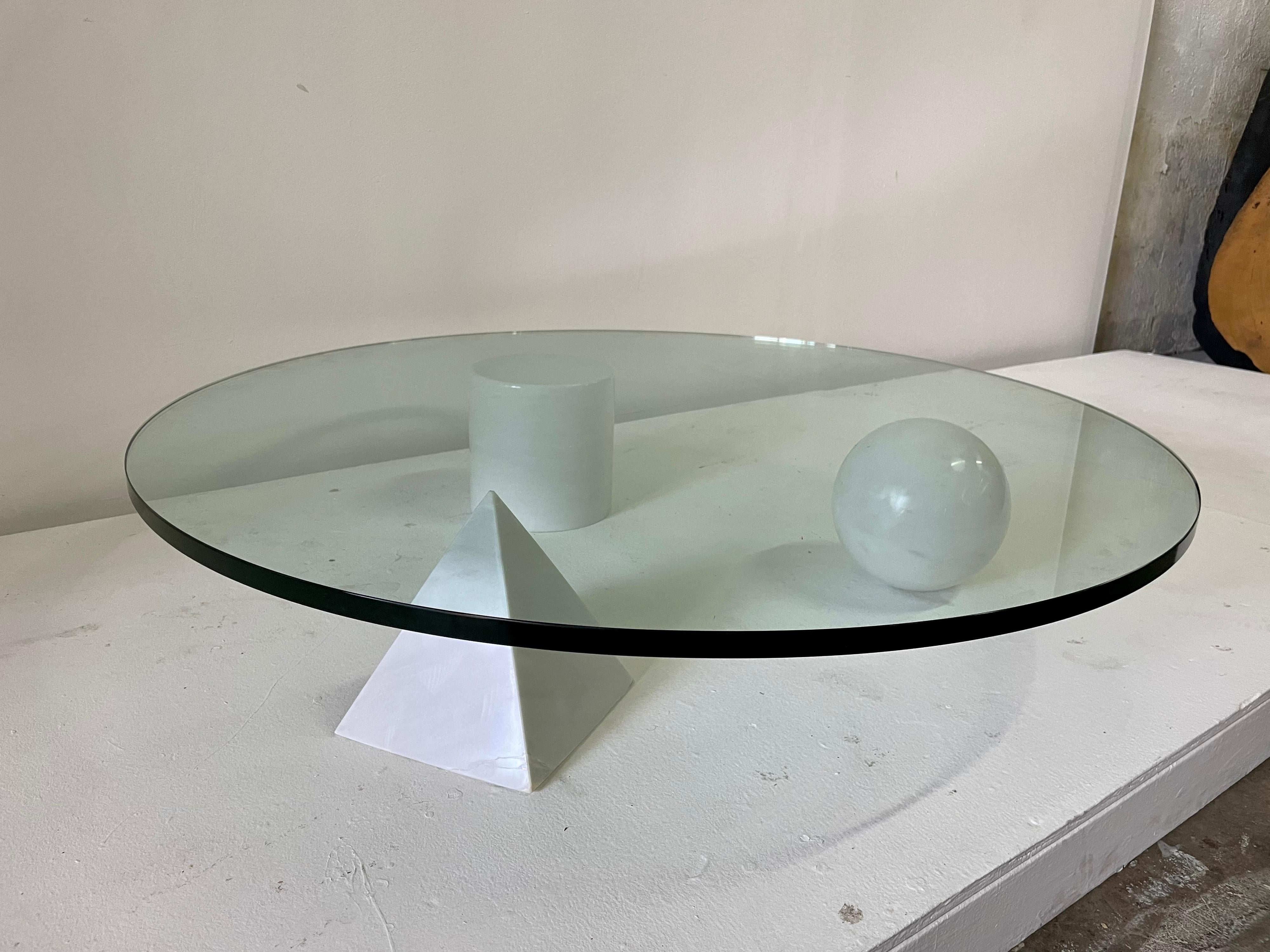 Italian Rare Massimo & Lella Vignelli 'Metaphora' White Marble Base Cocktail Table