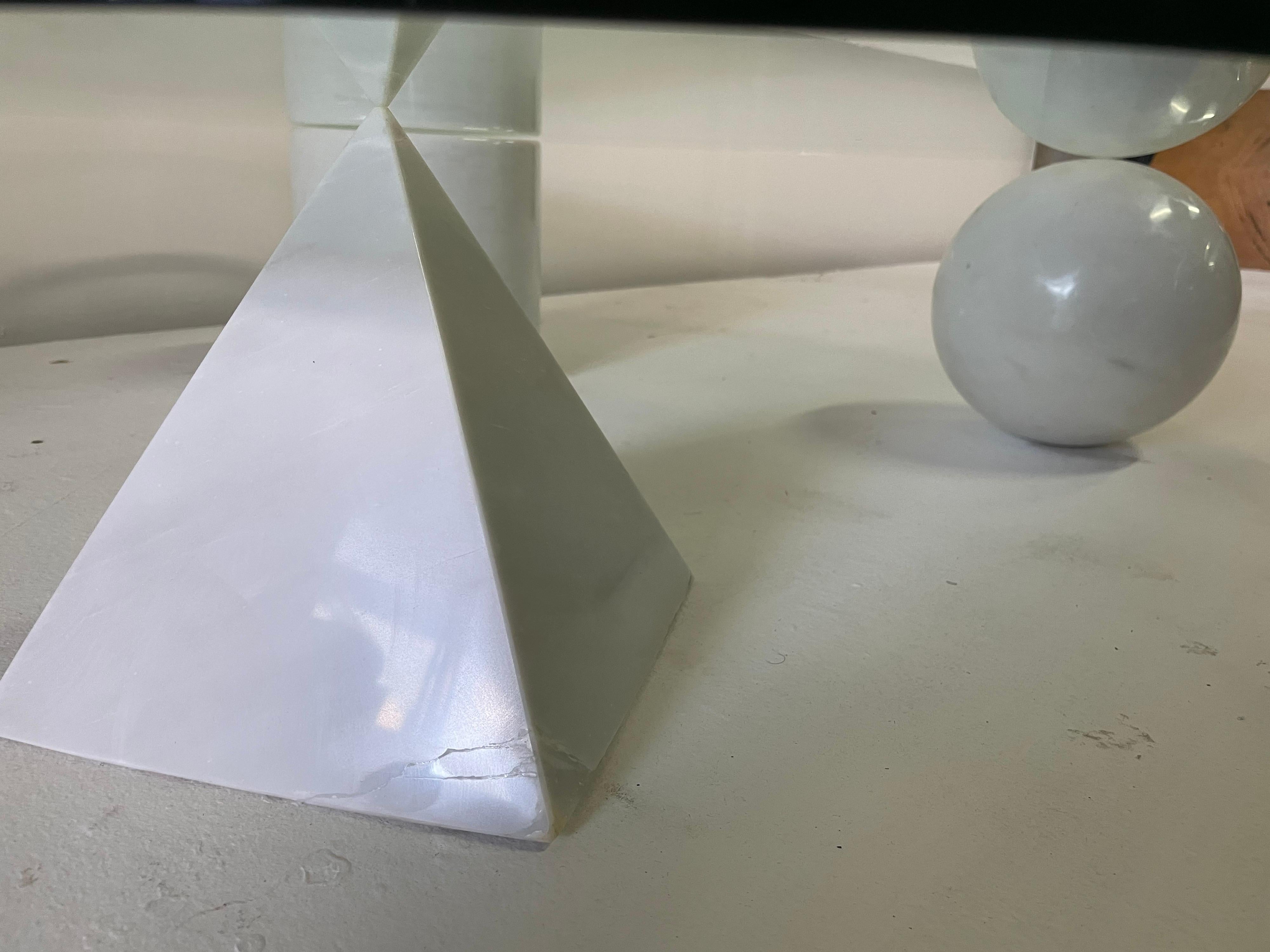 Glass Rare Massimo & Lella Vignelli 'Metaphora' White Marble Base Cocktail Table