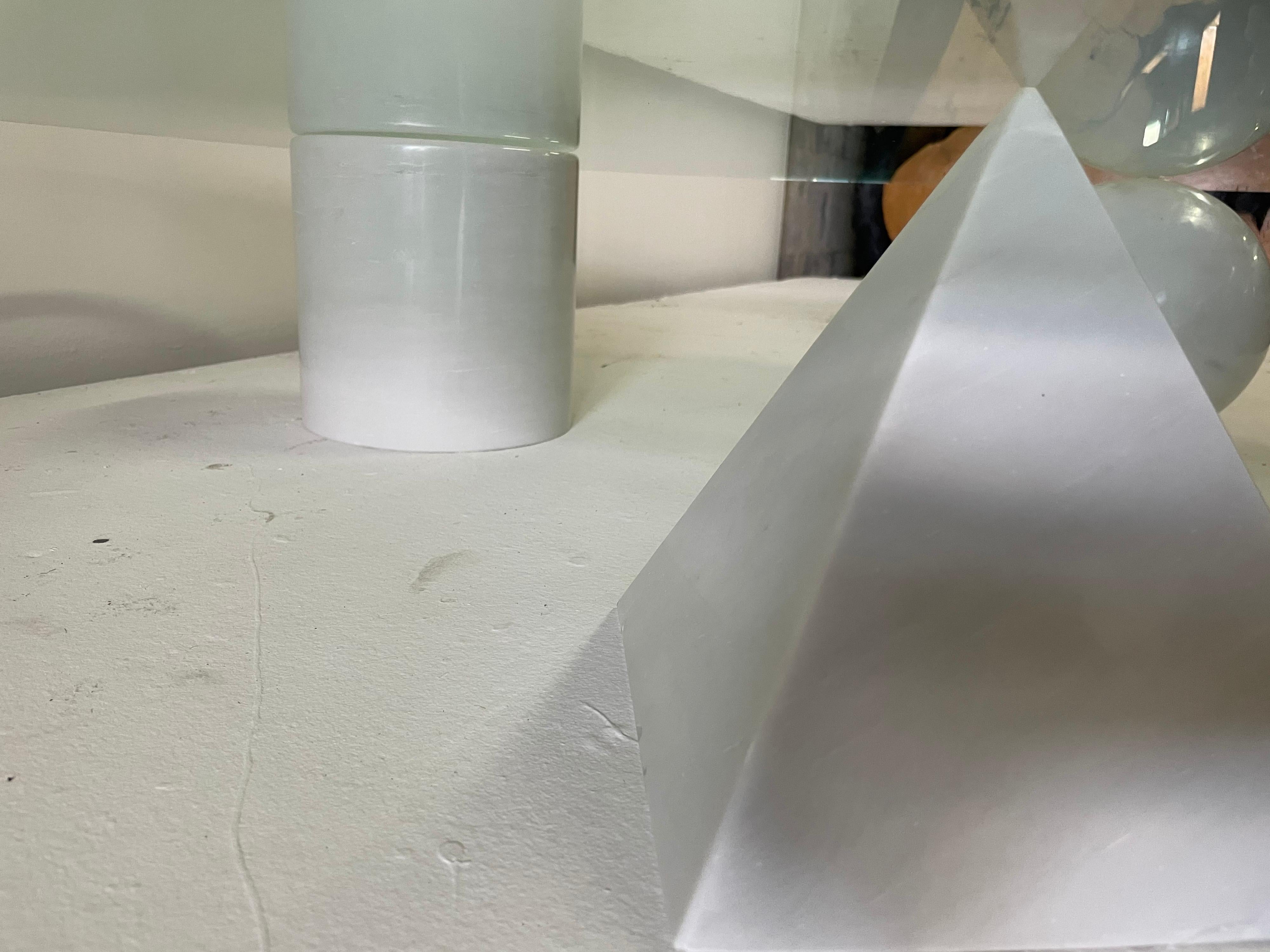 Rare Massimo & Lella Vignelli 'Metaphora' White Marble Base Cocktail Table 1