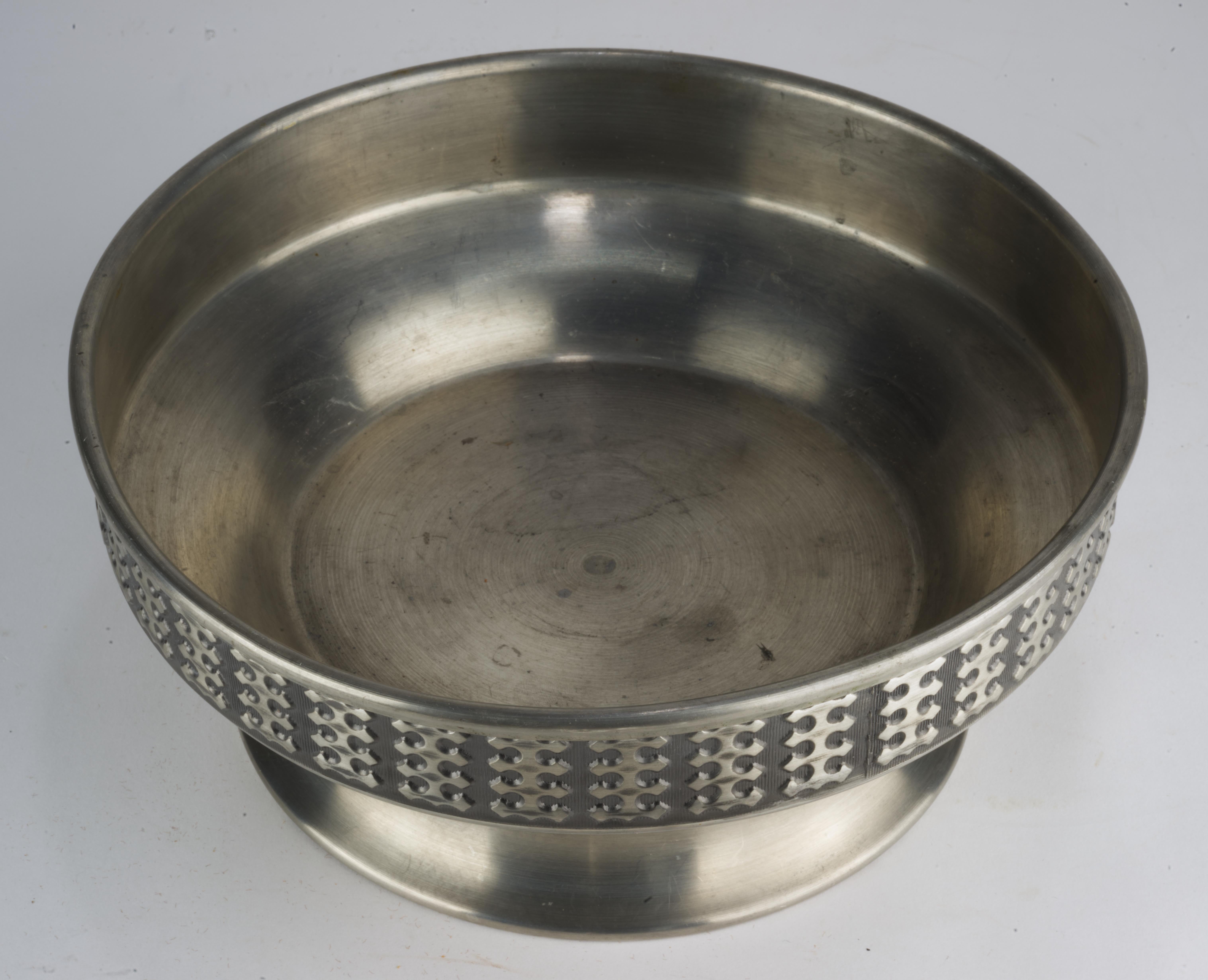 Mid-Century Modern Rare Mastad Norway Footed Bowl Scandinavian Pewter 1950s For Sale