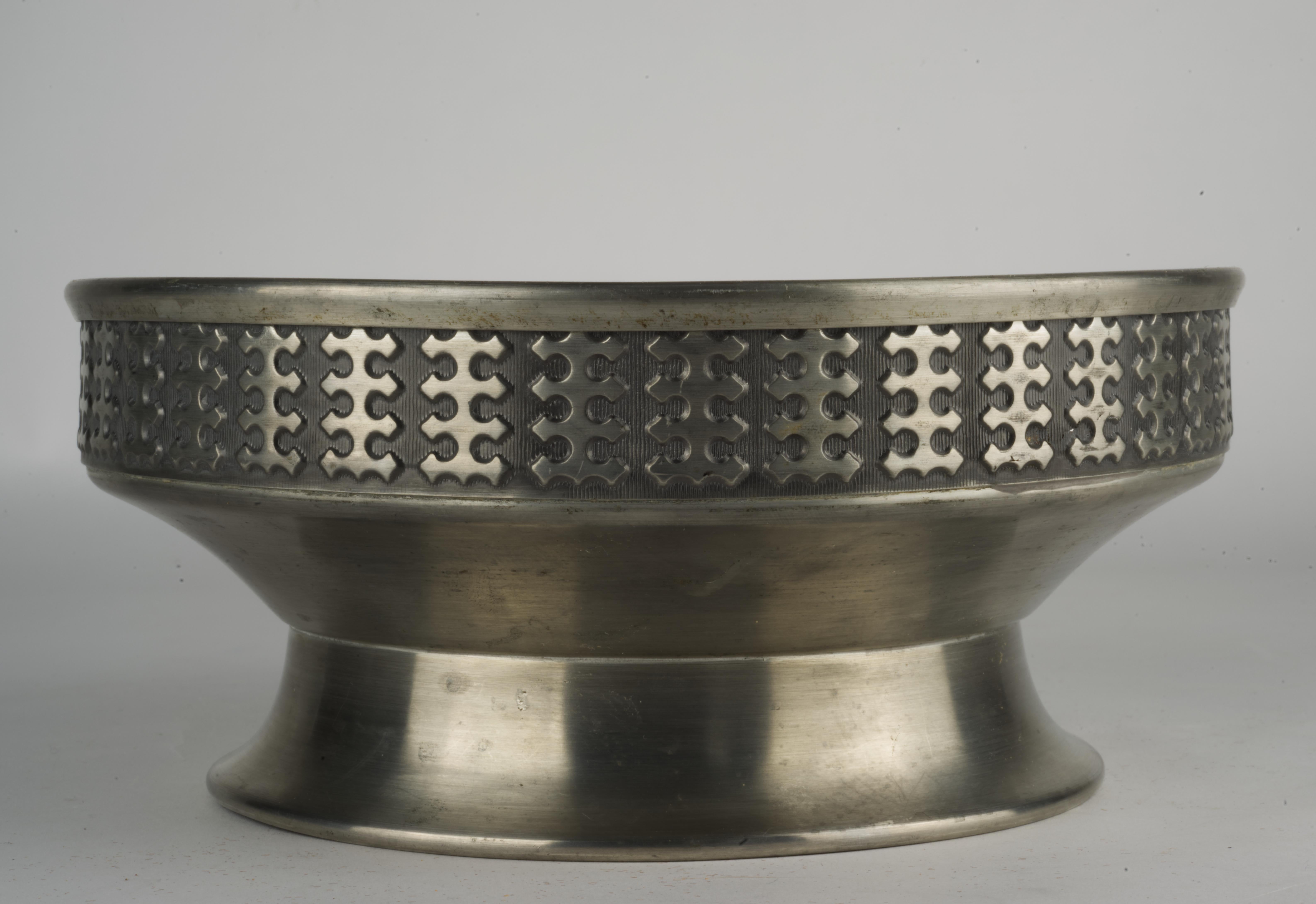 Polished Rare Mastad Norway Footed Bowl Scandinavian Pewter 1950s For Sale