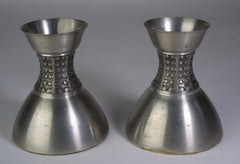 Rare Mastad Norway Pair of Candle Holders Scandinavian Pewter 1950s