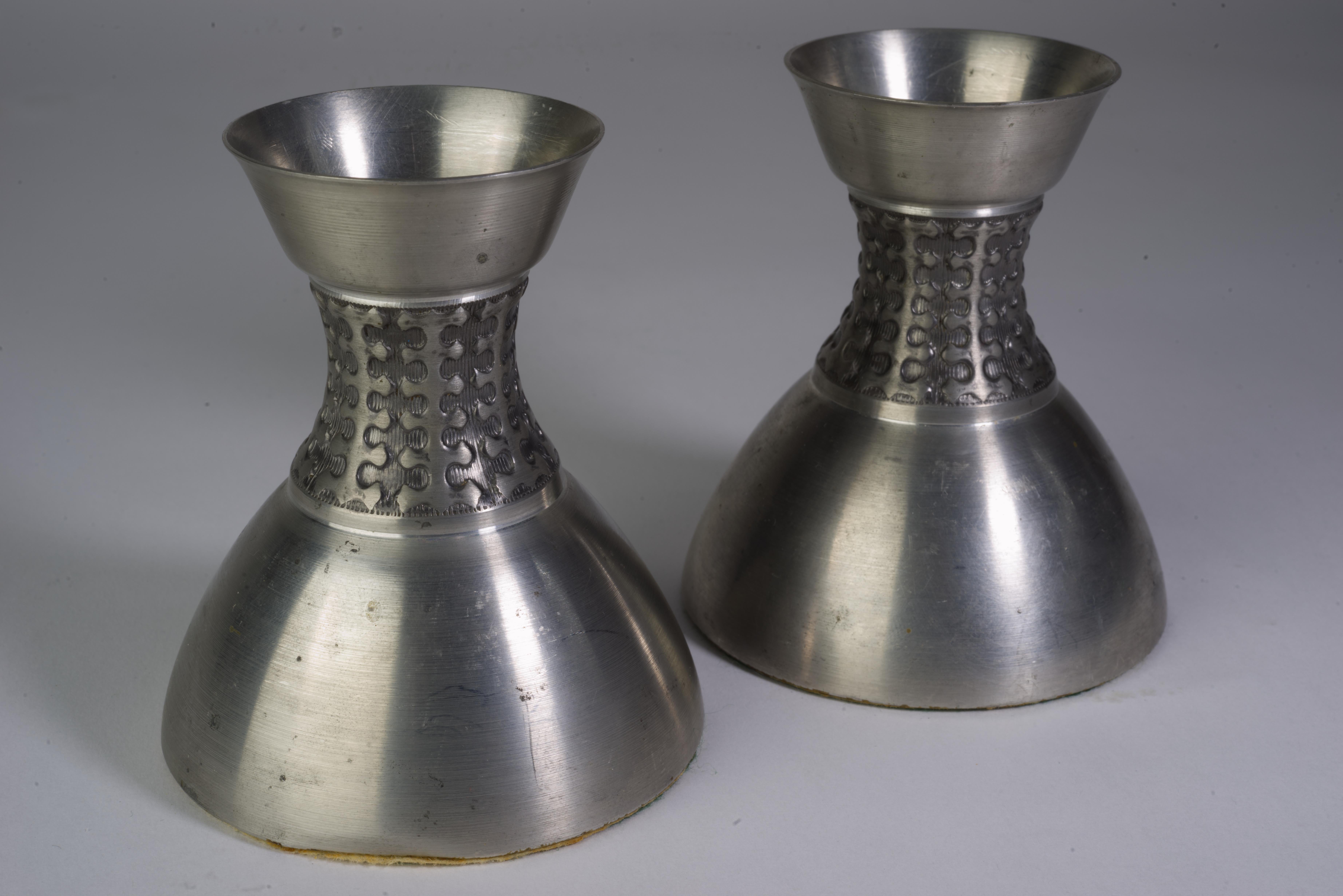 Mid-Century Modern Rare Mastad Norway Pair of Candle Holders Scandinavian Pewter 1950s For Sale
