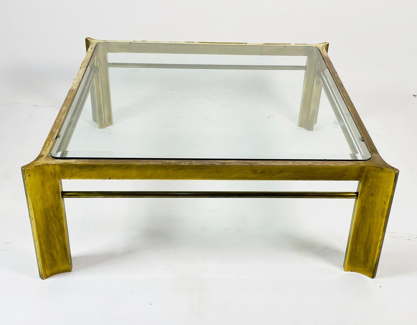 Rare, Mastercraft Brass & Glass Coffee Table, Hollywood Regency In Fair Condition In Los Angeles, CA