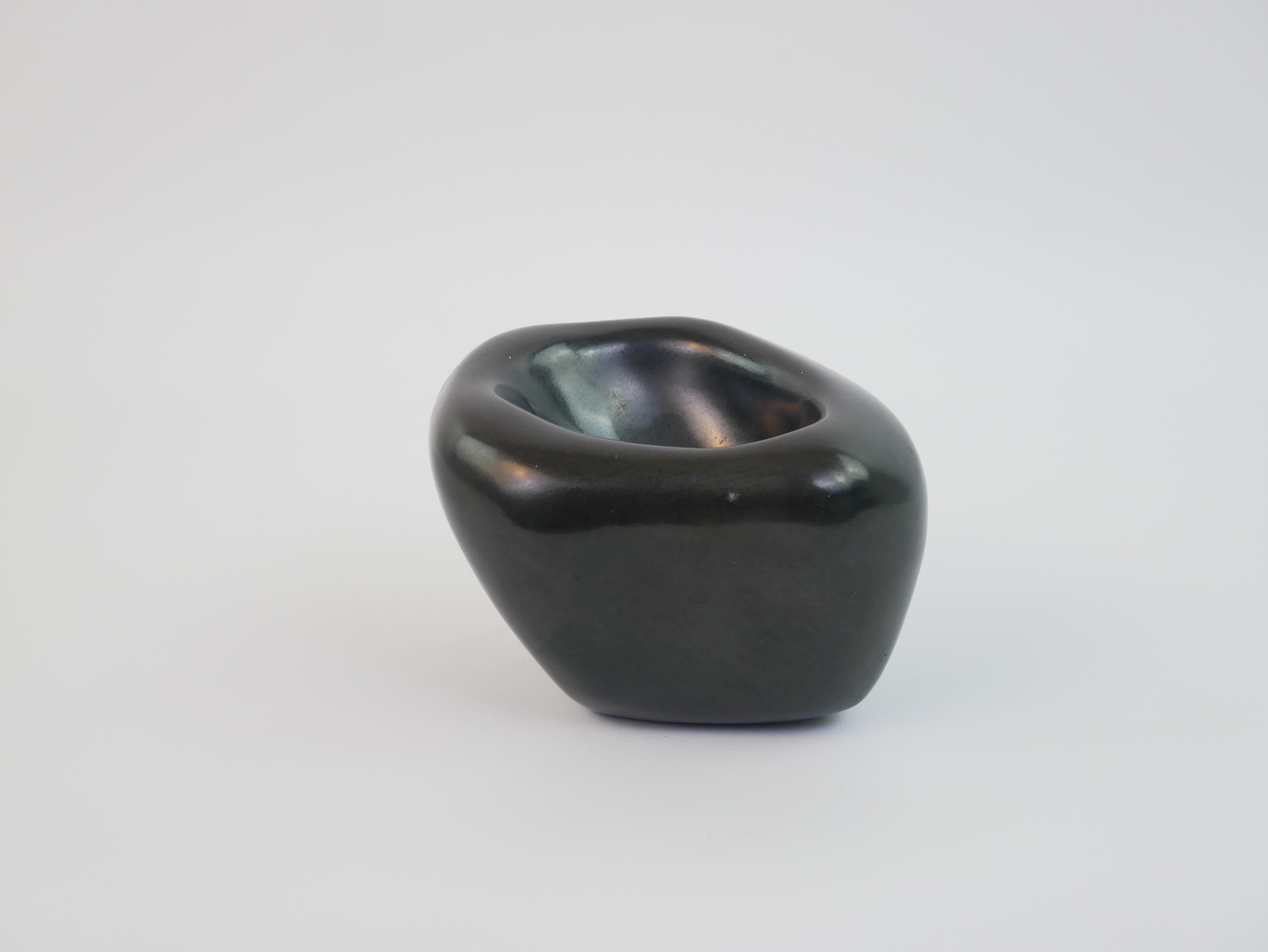 Rare mat black ceramic ashtray by Denise Gatard For Sale 5
