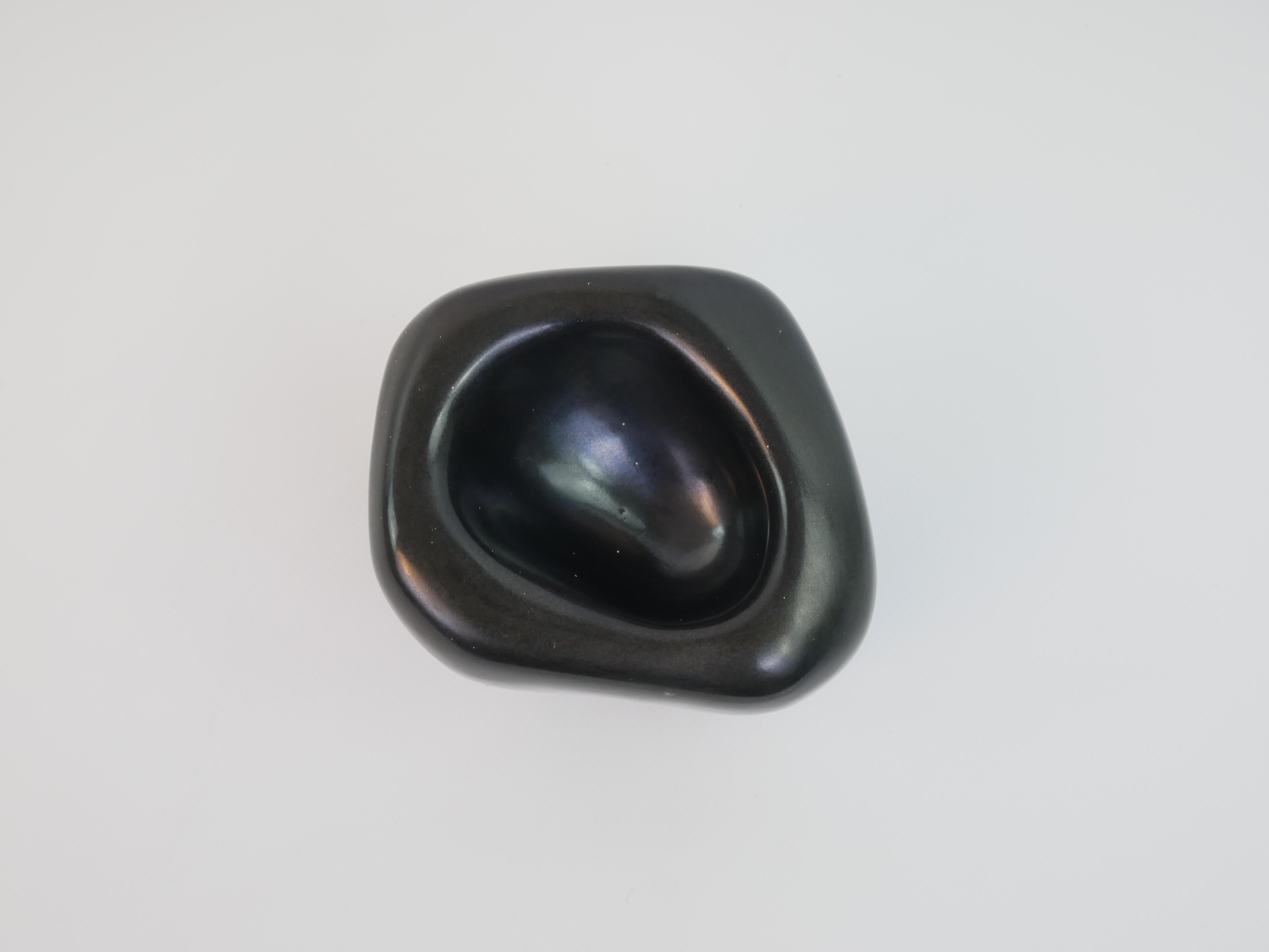 Rare mat black ceramic ashtray by Denise Gatard For Sale 9