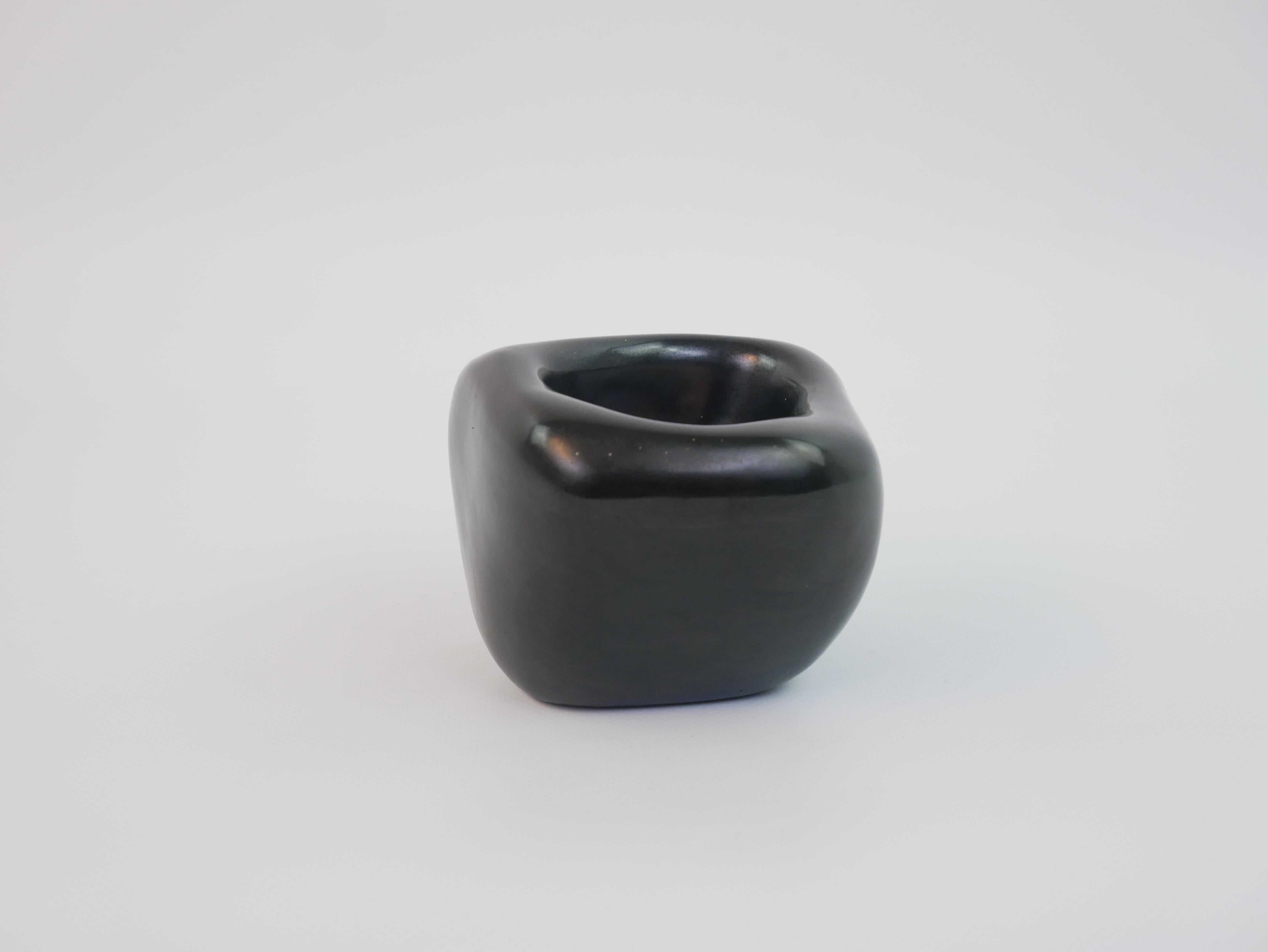 Ceramic Rare mat black ceramic ashtray by Denise Gatard For Sale