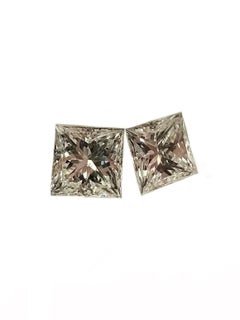 Rare Matched E/F Color Pair of Princess Cut GIA Certified Diamonds 2.40 Carats
