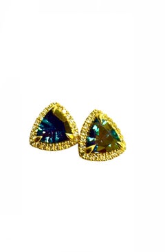 Rare Matched Pair of AGL Certified Brazilian Alexandrite Earrings 1.98 Carats