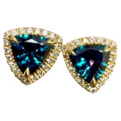 Rare Matched Pair of AGL Certified Brazilian Alexandrite Earrings 1.98 Carats