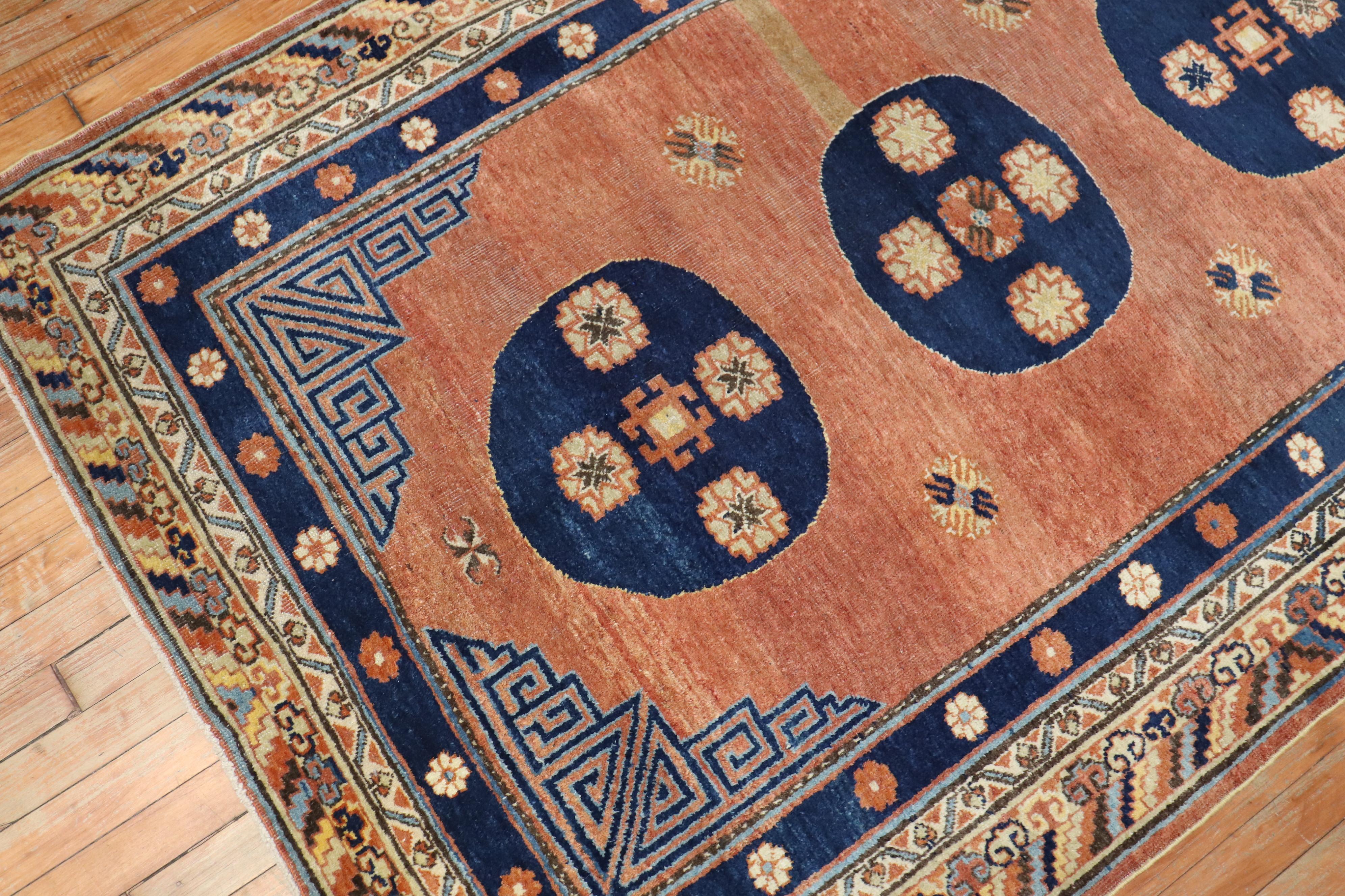 Turkmen Rare Matching Pair of Antique Khotan Carpets For Sale