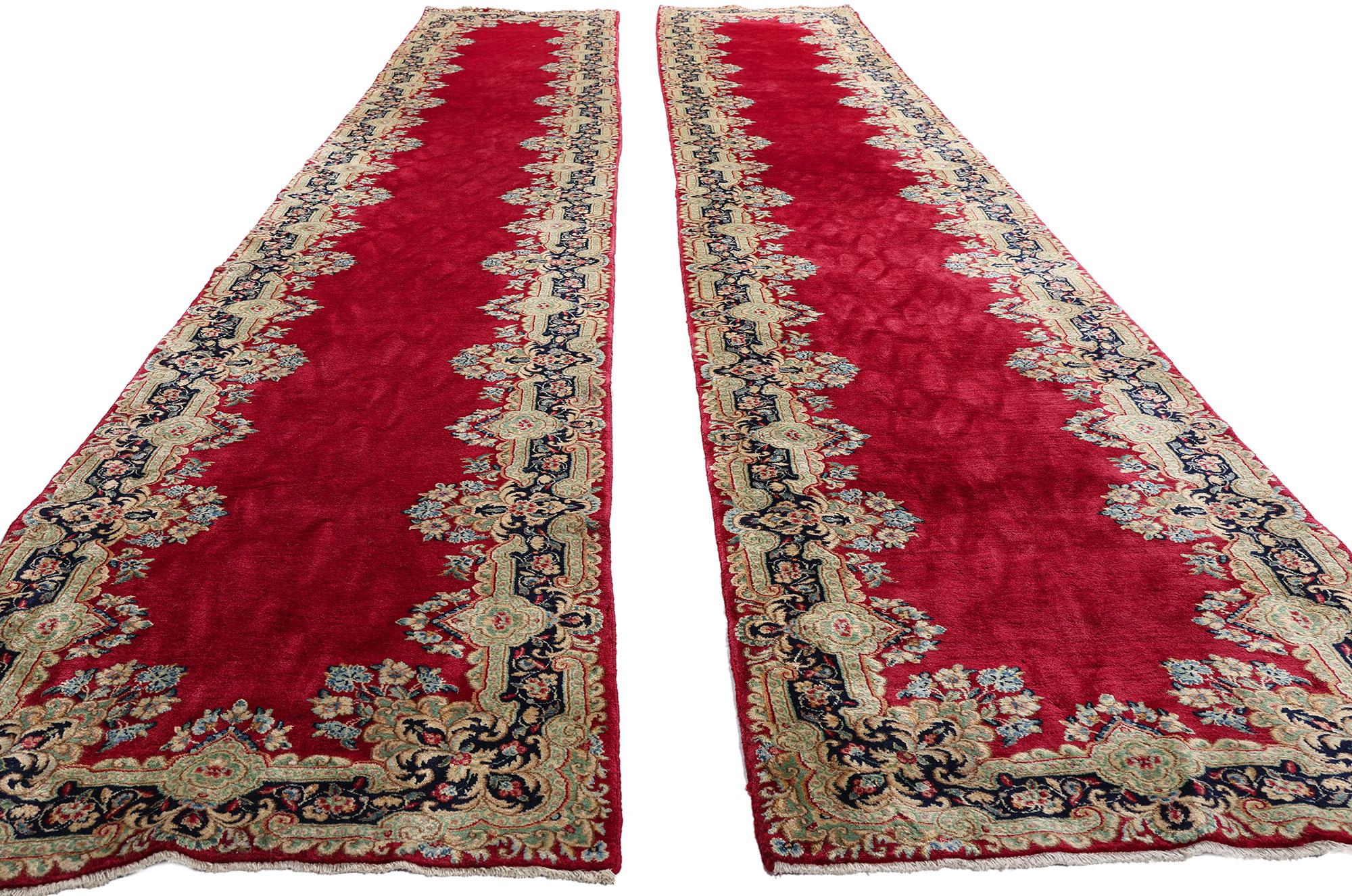 Rare Matching Pair of Antique Persian Kerman Rugs with Traditional Style For Sale 8