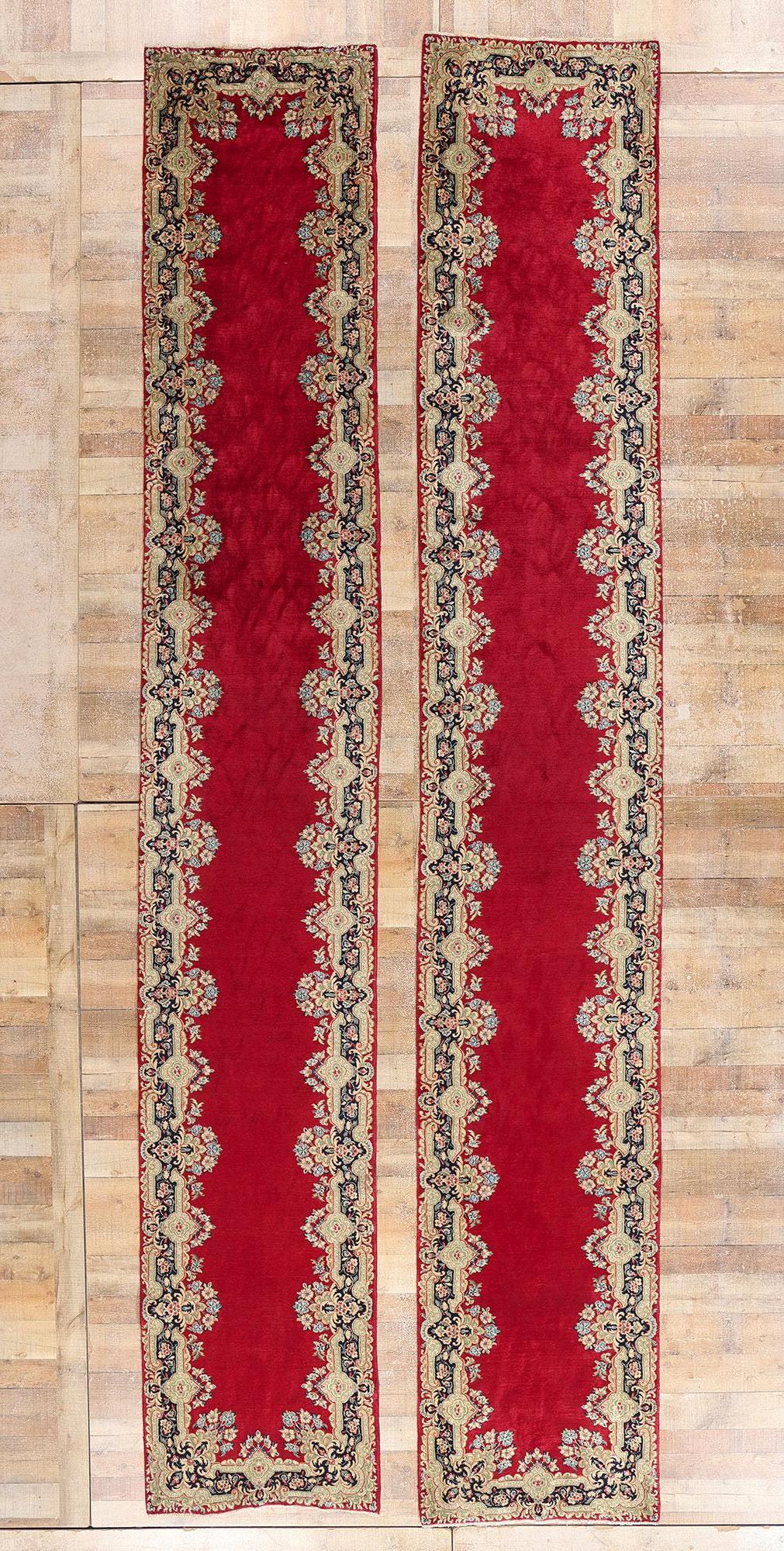 Rare Matching Pair of Antique Persian Kerman Rugs with Traditional Style For Sale 10