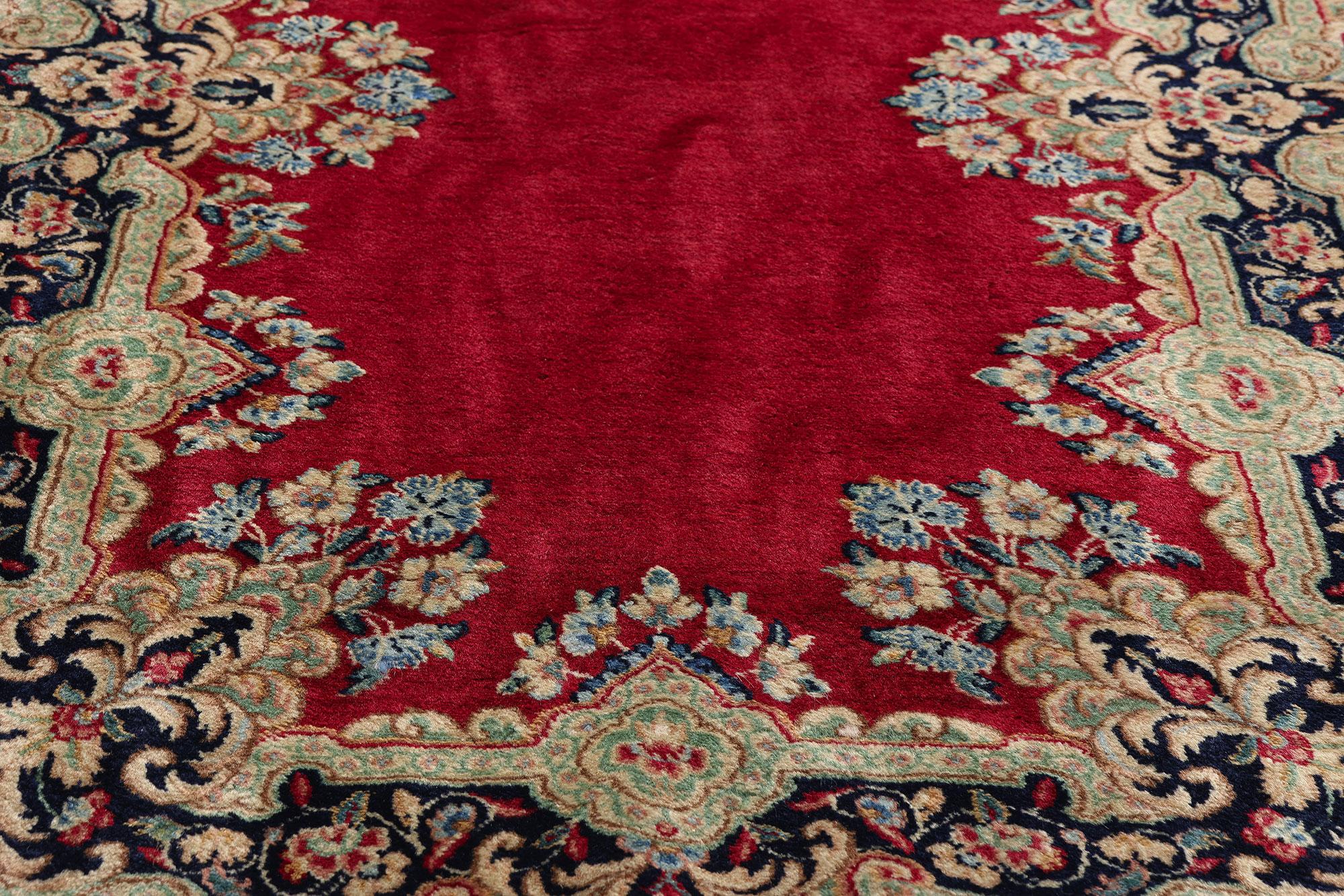 Rare Matching Pair of Antique Persian Kerman Rugs with Traditional Style In Good Condition For Sale In Dallas, TX