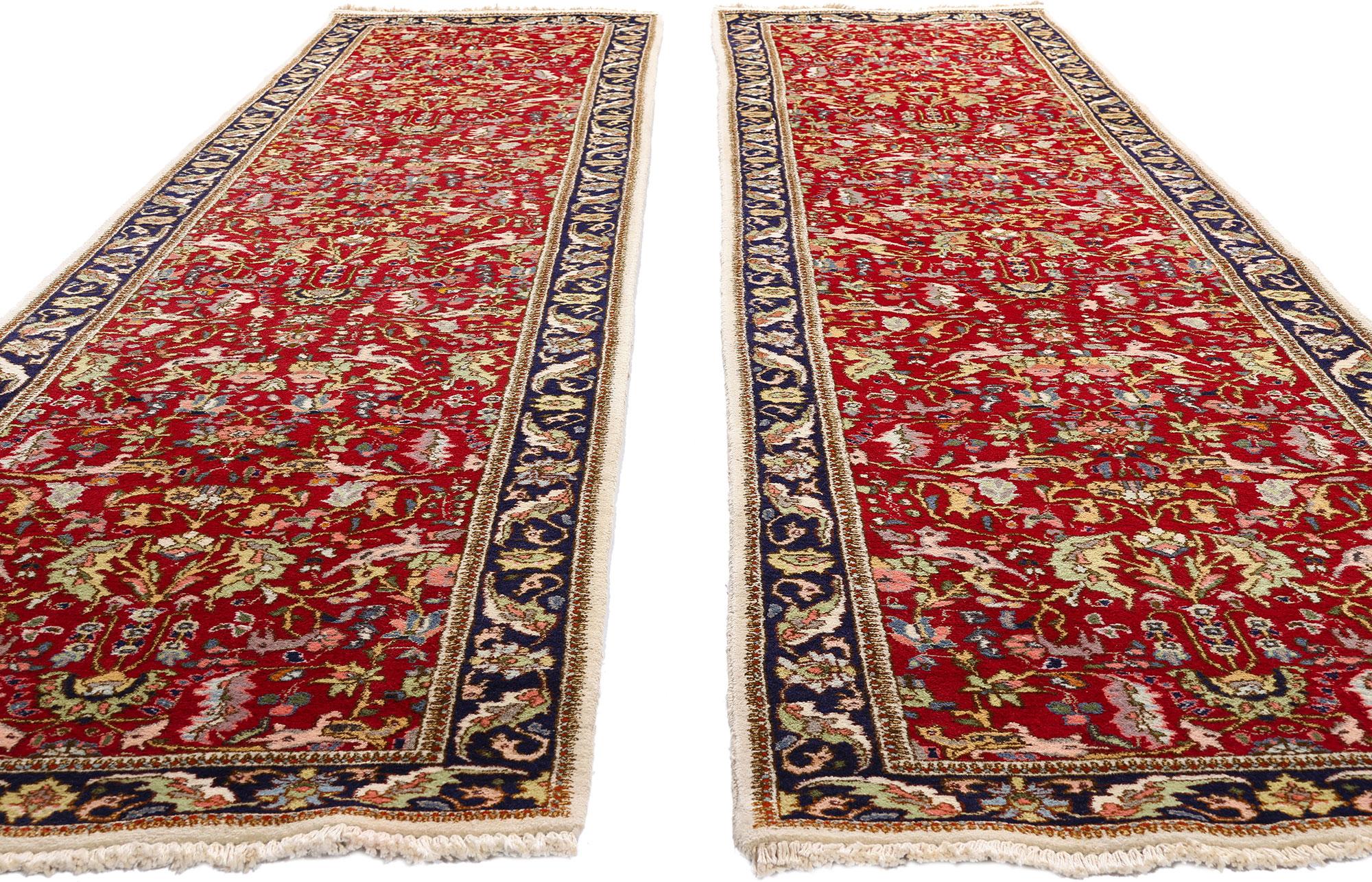 Rare Matching Pair of Antique Persian Tabriz Carpet Runners For Sale 13