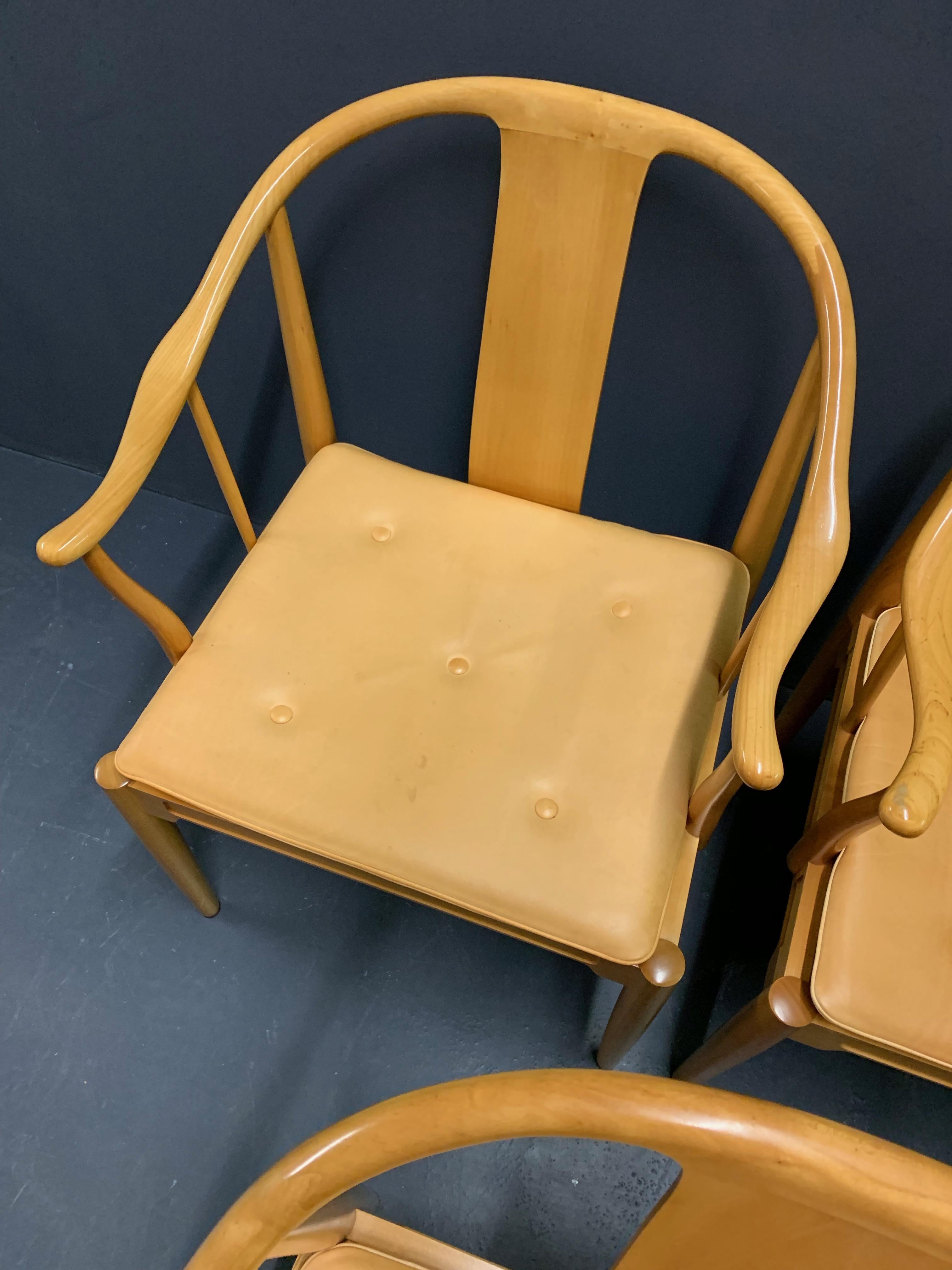 Danish Rare Matching Set of 6 Chinese Dining Chairs by Hans Wegner