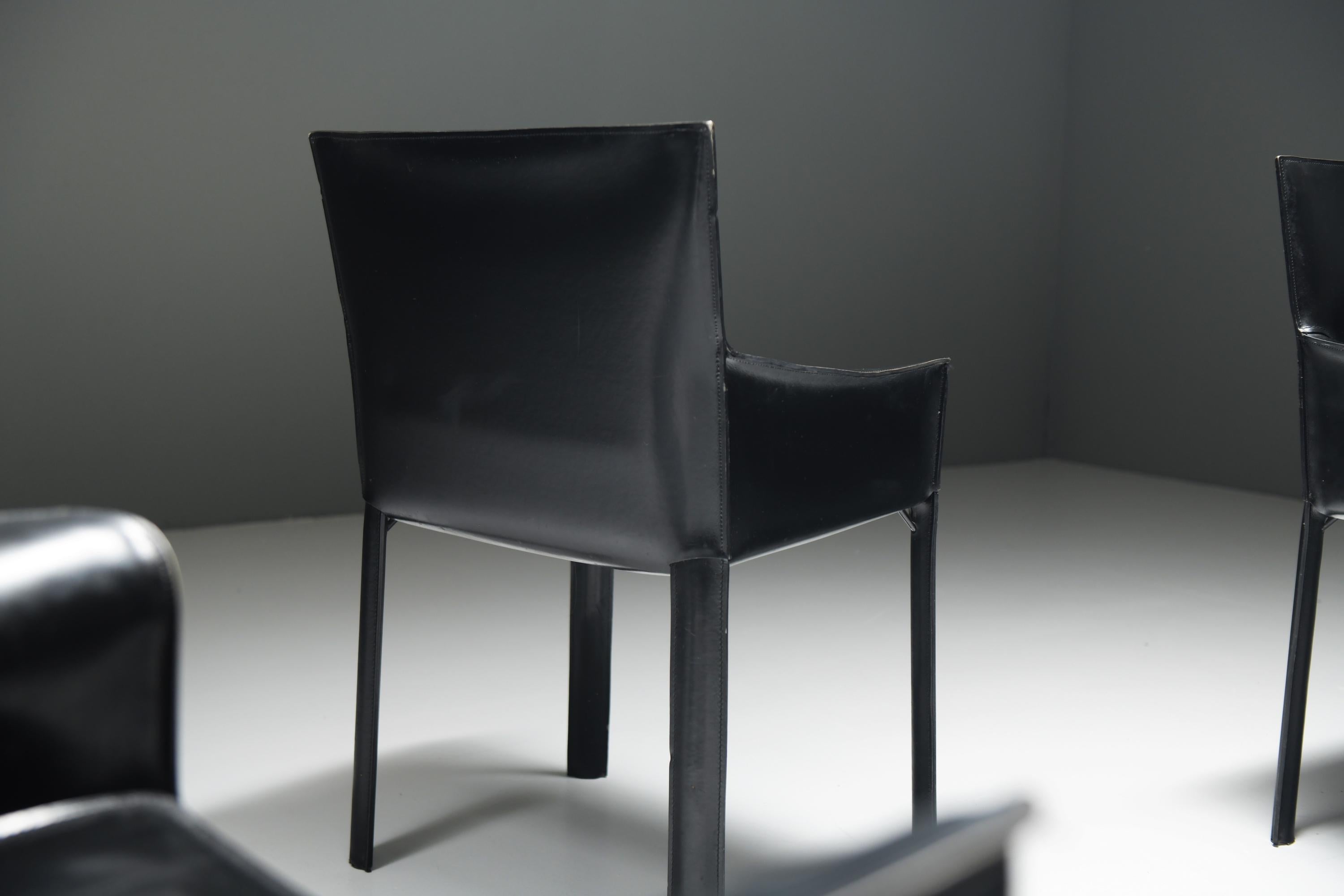 Rare & matching vintage set of 6 Leather Dining Chairs by De Couro of Brazil en venta 3