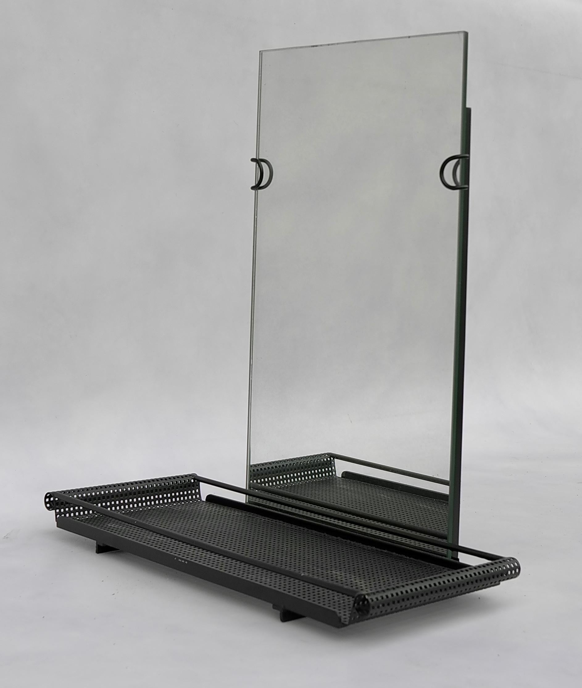 Mid-Century Modern Rare Mathieu Matégot Black Metal Mirror by Artimeta, 1950s
